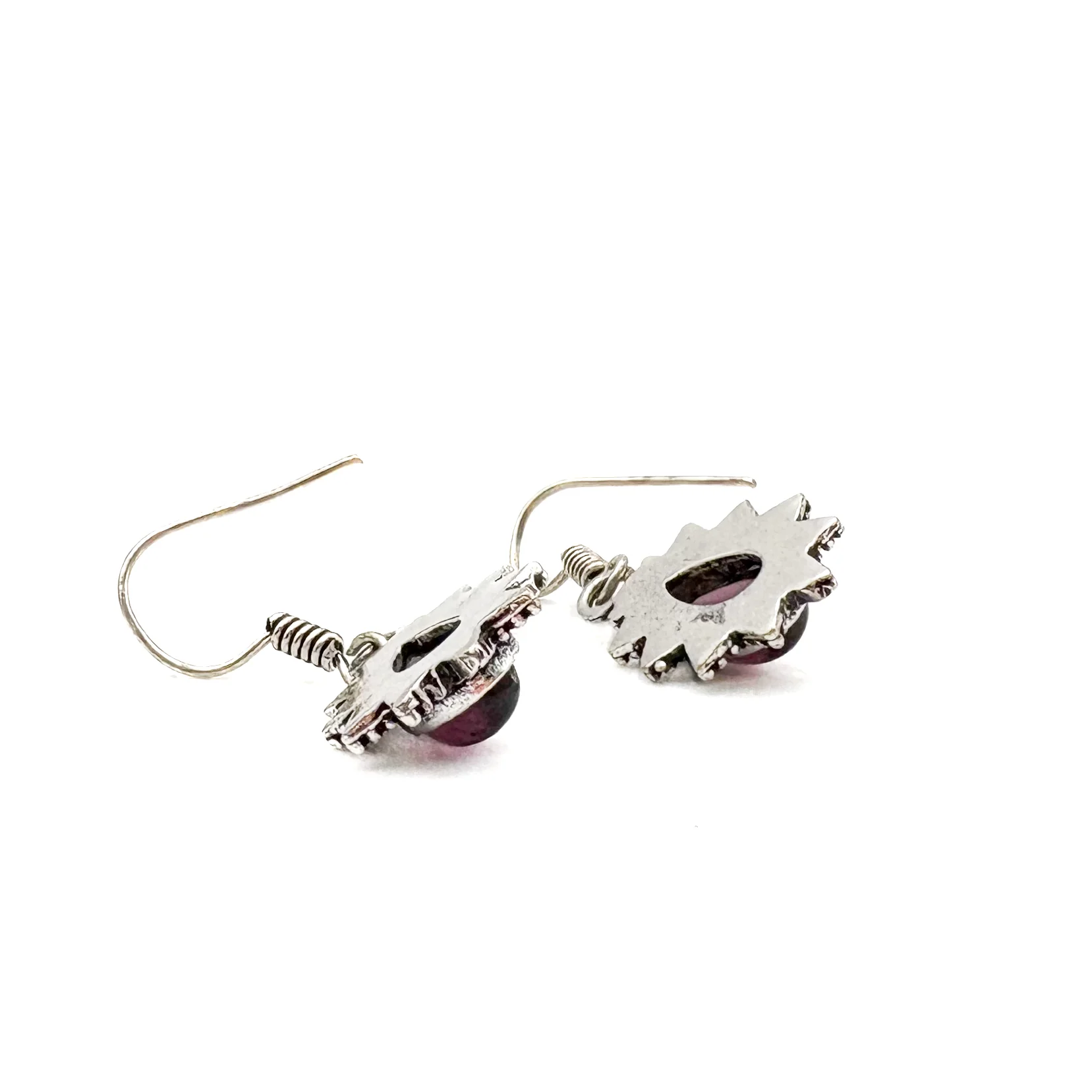 Amethyst Teardrop Dotted Rays White Brass Earrings - Image 11