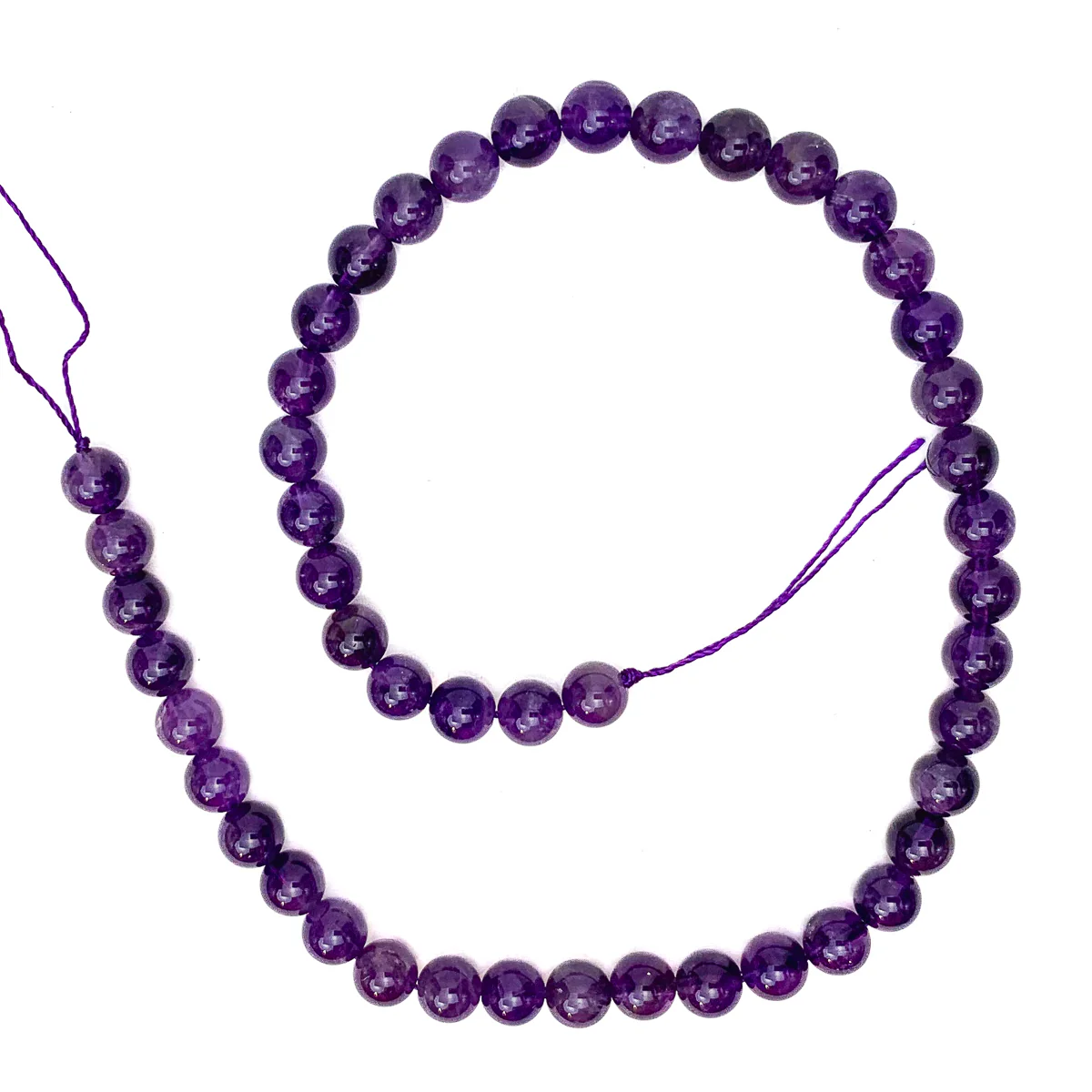 Amethyst X Fine 8mm Smooth Rounds Bead Strand - Image 2