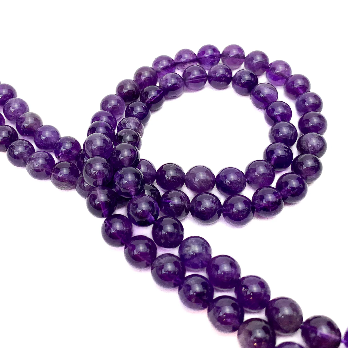 Amethyst X Fine 8mm Smooth Rounds Bead Strand - Image 3