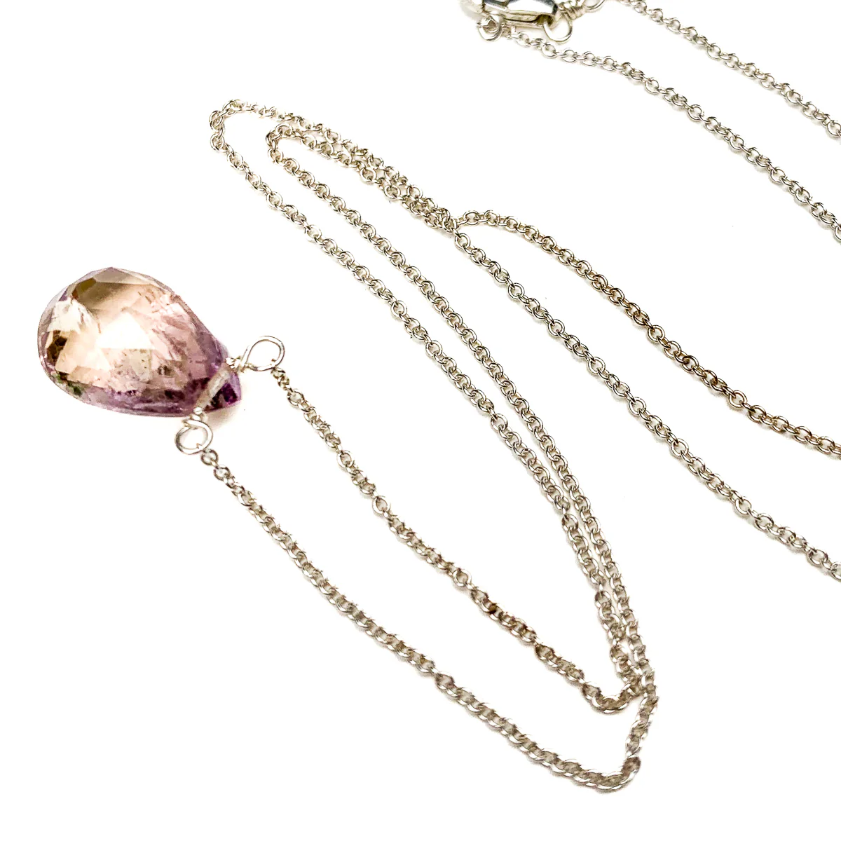 Ametrine Necklace on Sterling Silver Chain with Sterling Silver Trigger Clasp - Image 2