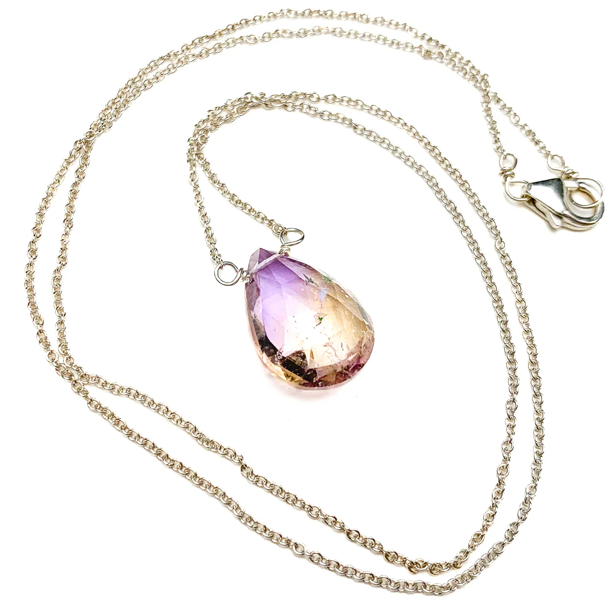 Ametrine Necklace on Sterling Silver Chain with Sterling Silver Trigger Clasp - Image 2