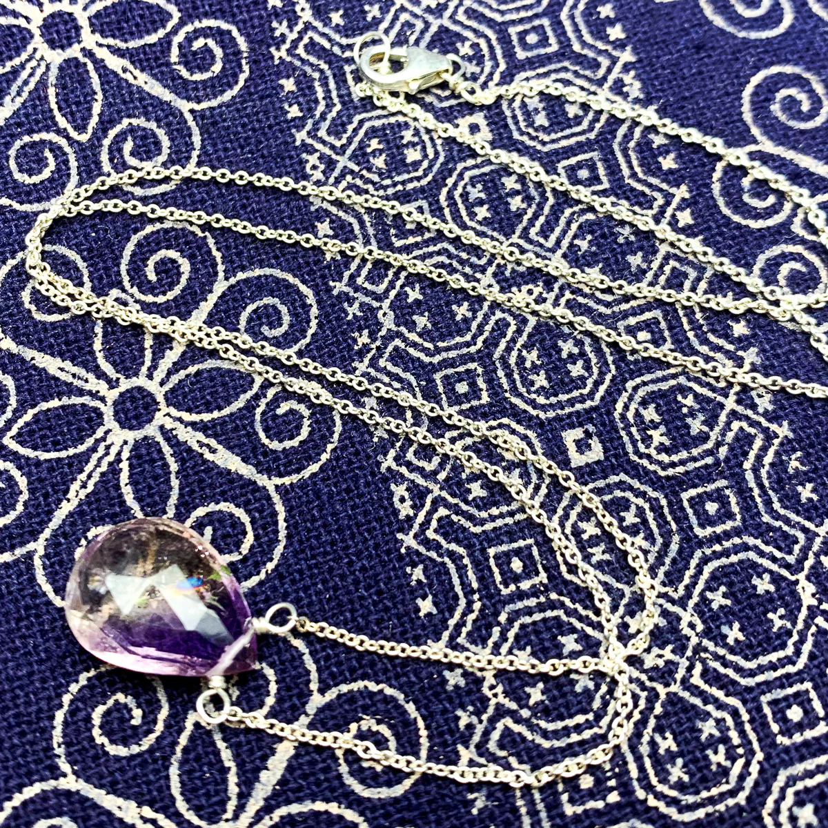 Ametrine Necklace on Sterling Silver Chain with Sterling Silver Trigger Clasp - Image 5