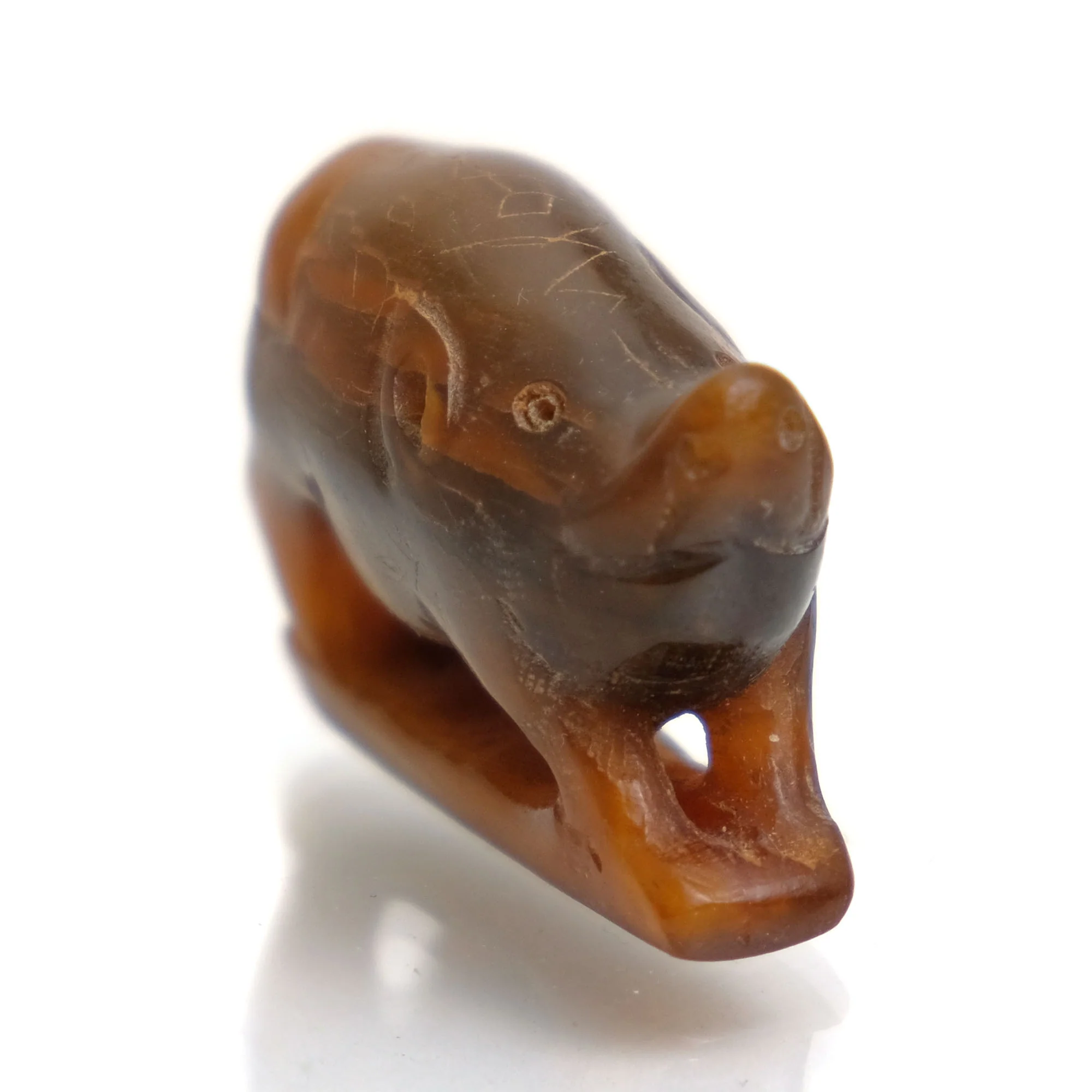 Prosperous Pig Hand Carved Cow Horn Amulet - Image 2