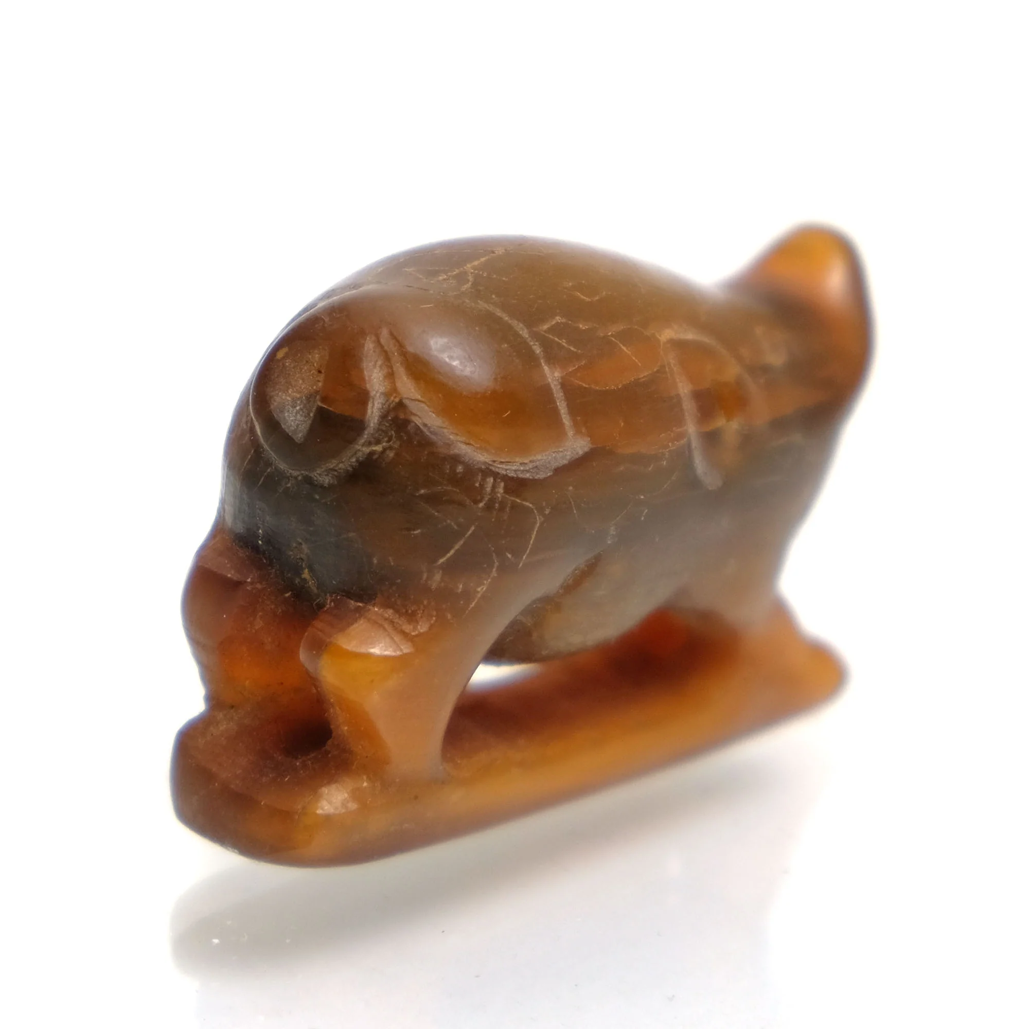 Prosperous Pig Hand Carved Cow Horn Amulet - Image 3