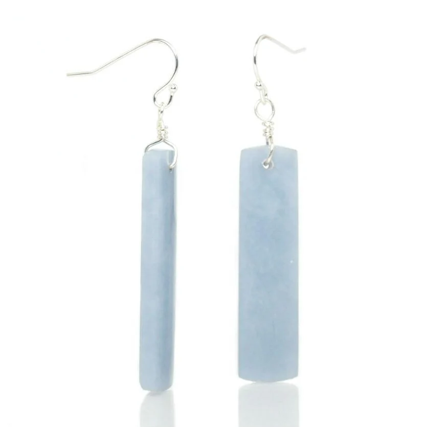 Angelite Earrings with Sterling Silver French Ear Wires - Image 2