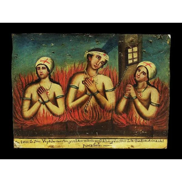 Animas en Purgatorio Antique Mexican Retablo Published in Saints and Sinners #68 - Image 2