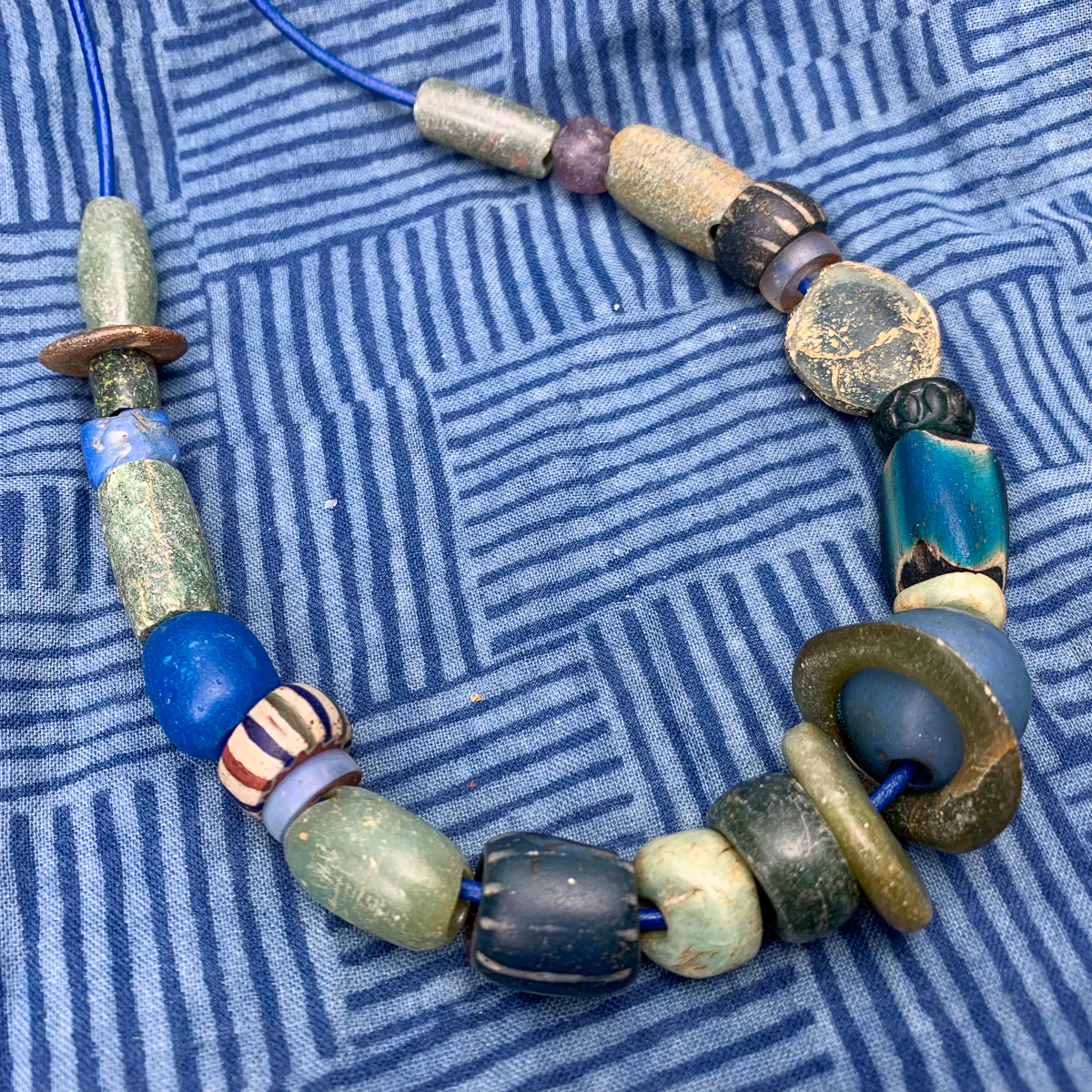 Antique Bead Collection with Amazonite, Serpentine and Rarest 18th to 19th Century Heirloom Trade Beads Strand from Mali, West Africa - Image 3