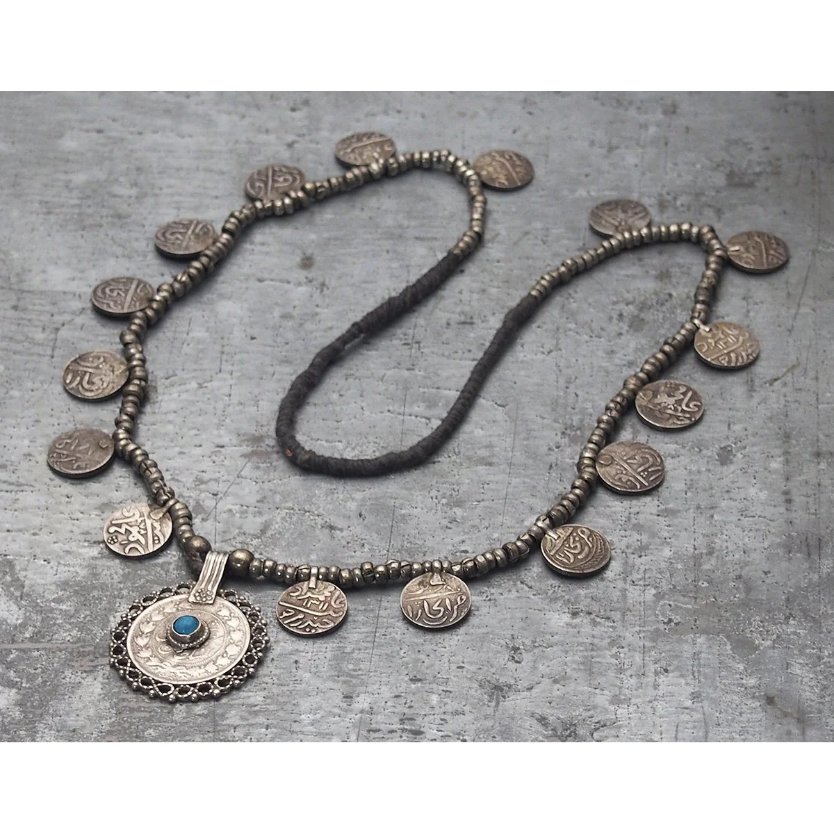 Antique Bukhara Silver Coin Necklace - Image 2