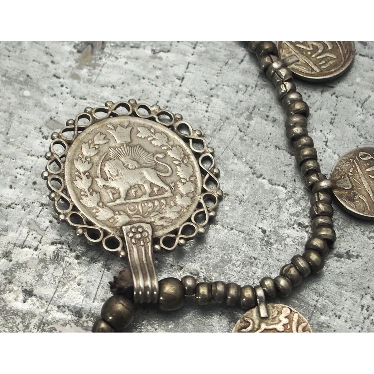 Antique Bukhara Silver Coin Necklace - Image 5