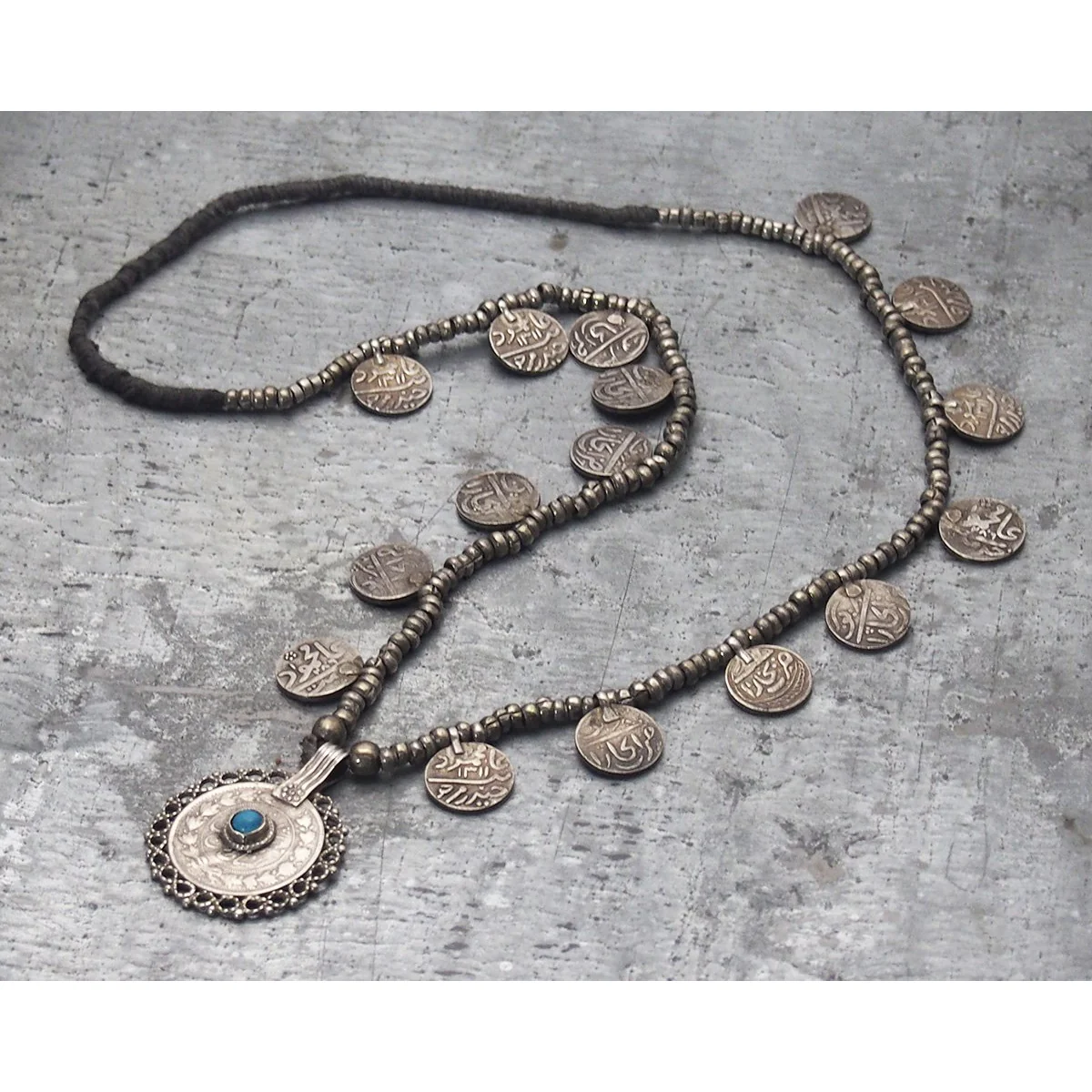 Antique Bukhara Silver Coin Necklace - Image 8