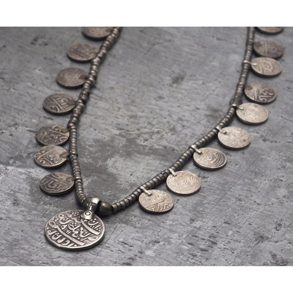 Antique Bukhara Silver Coin Necklace - Image 4