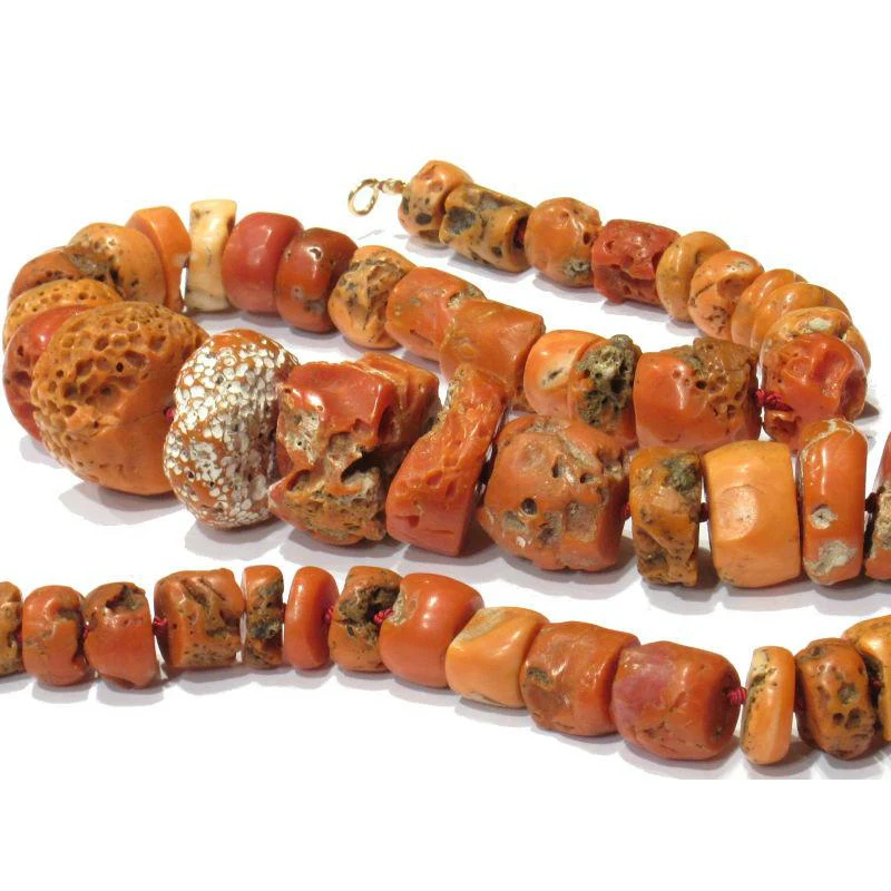 Antique Coral Necklace with Gold Plated J-Hook Clasp - Image 3