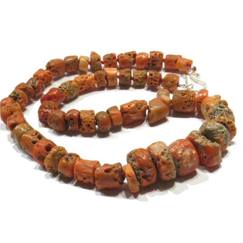 Antique Coral Necklace with Silver Plated J-Hook Clasp - Image 2