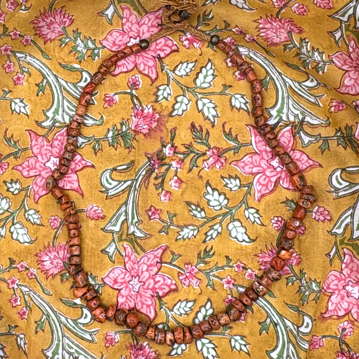 Antique Coral with Brass Inlaid Strand Necklace From Nepal, A - Image 3