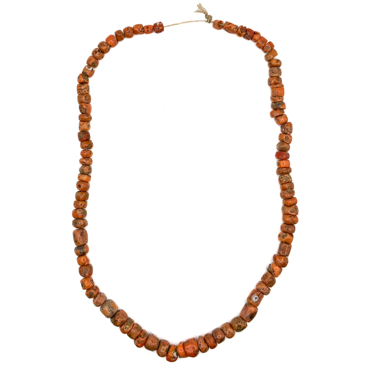Antique Coral with Brass Inlaid Strand Necklace From Nepal, E - Image 2