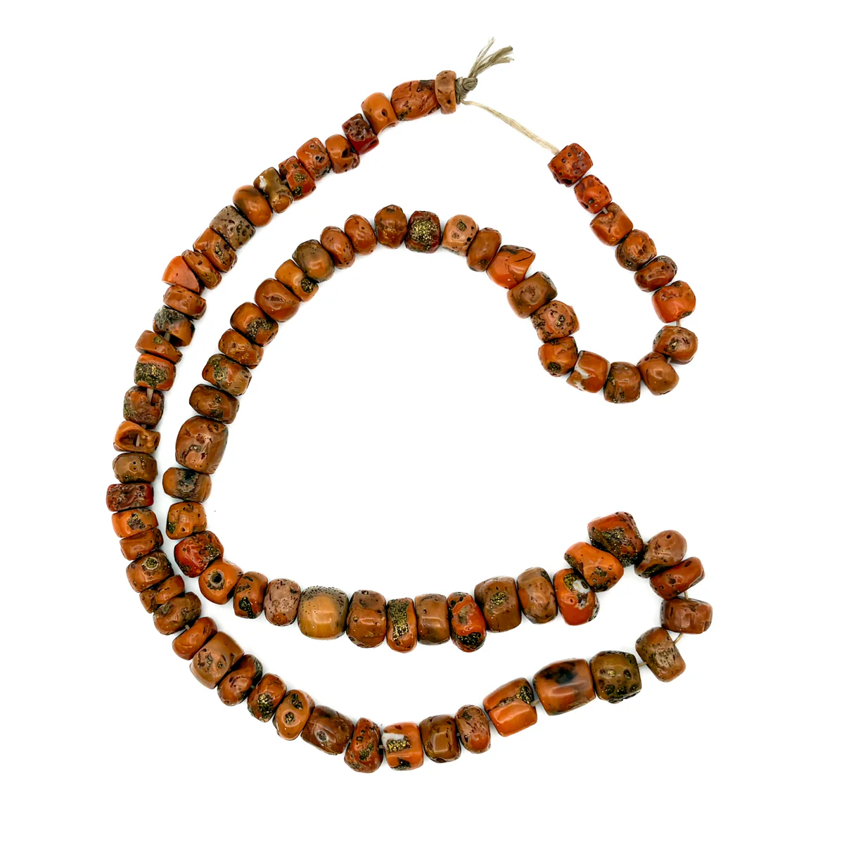 Antique Coral with Brass Inlaid Strand Necklace From Nepal, E - Image 4