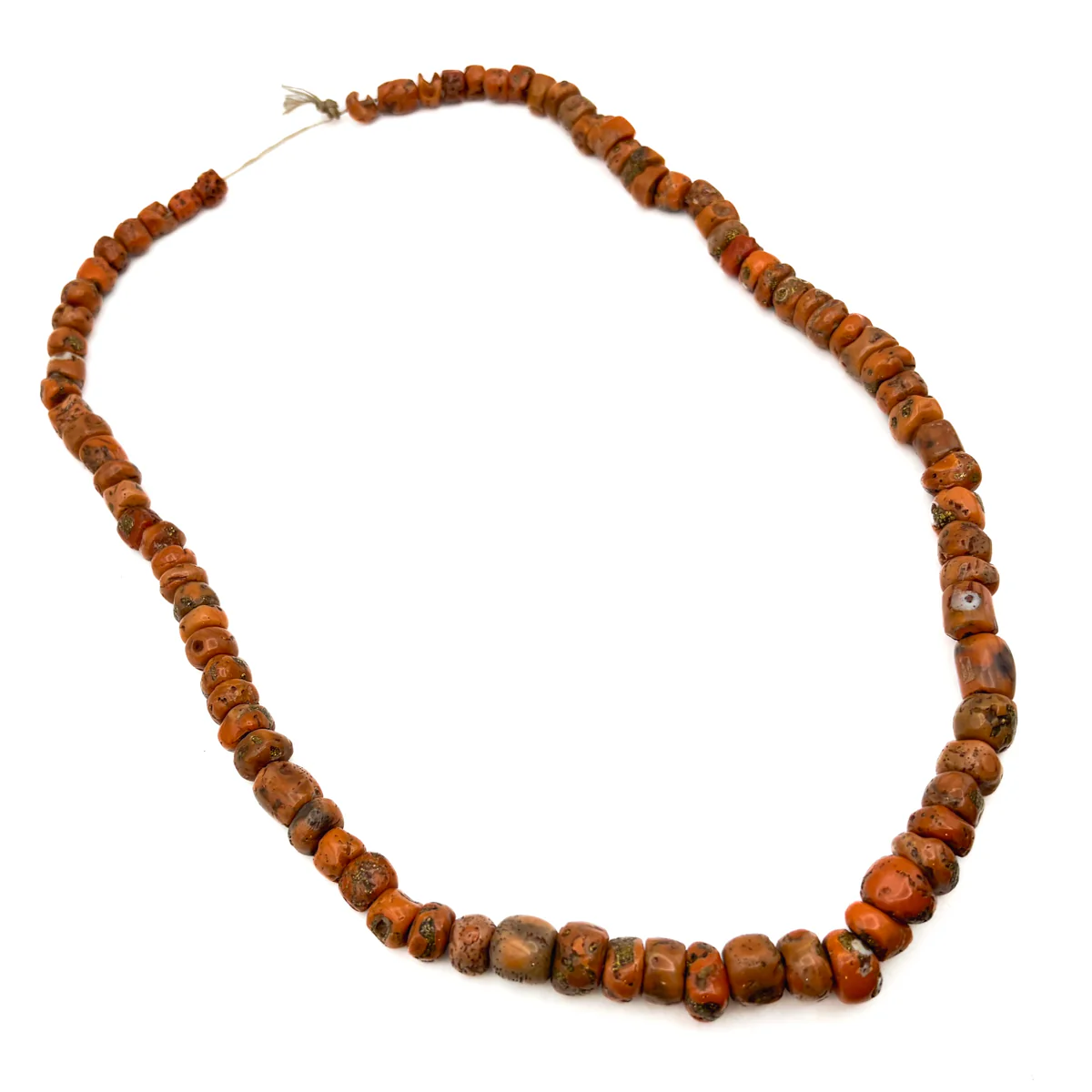 Antique Coral with Brass Inlaid Strand Necklace From Nepal, E - Image 6