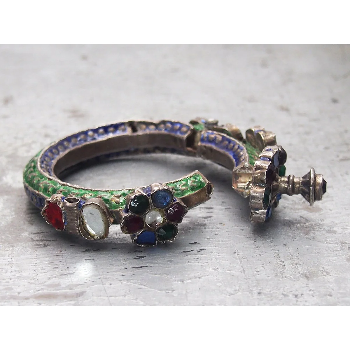 Antique Enamel/Glass Dowry Bracelet - Image 4