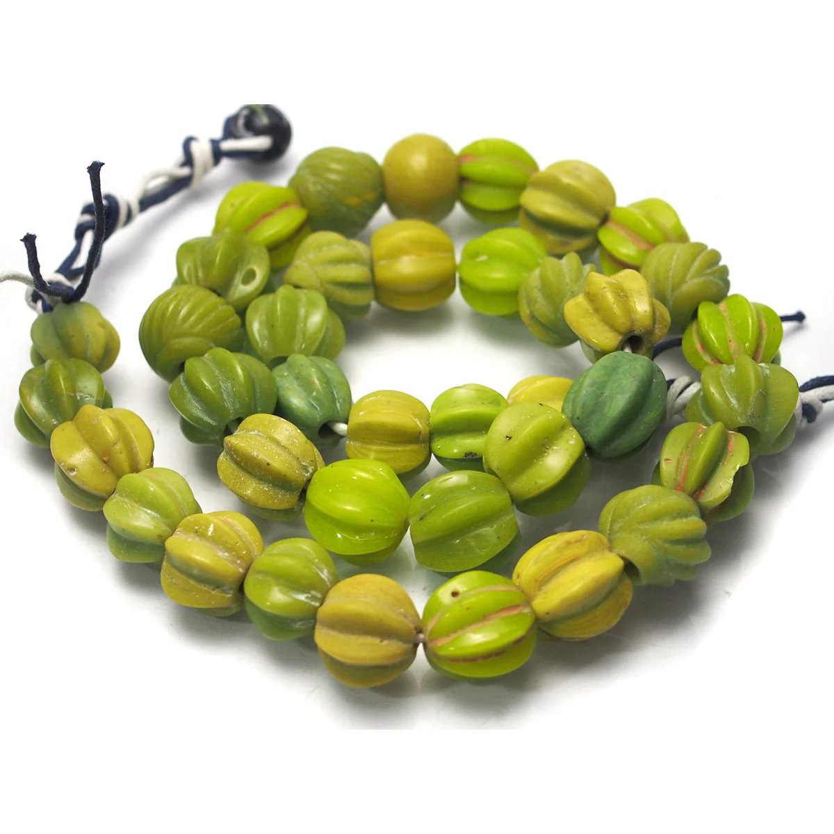 Antique Indonesian "Majapahit" Hand Carved Trade Glass Bead Necklaces - Image 5