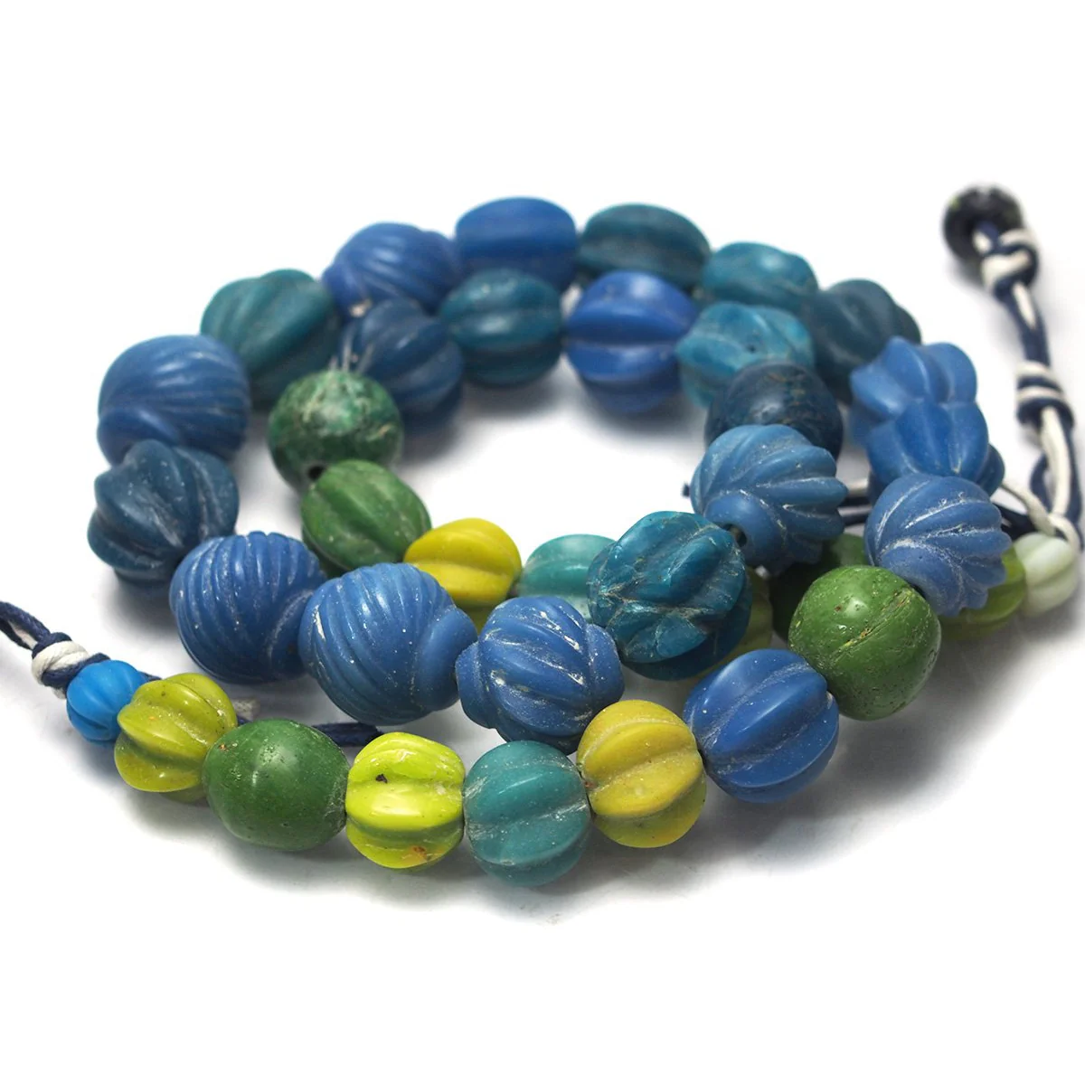 Antique Indonesian "Majapahit" Hand Carved Trade Glass Bead Necklaces - Image 6