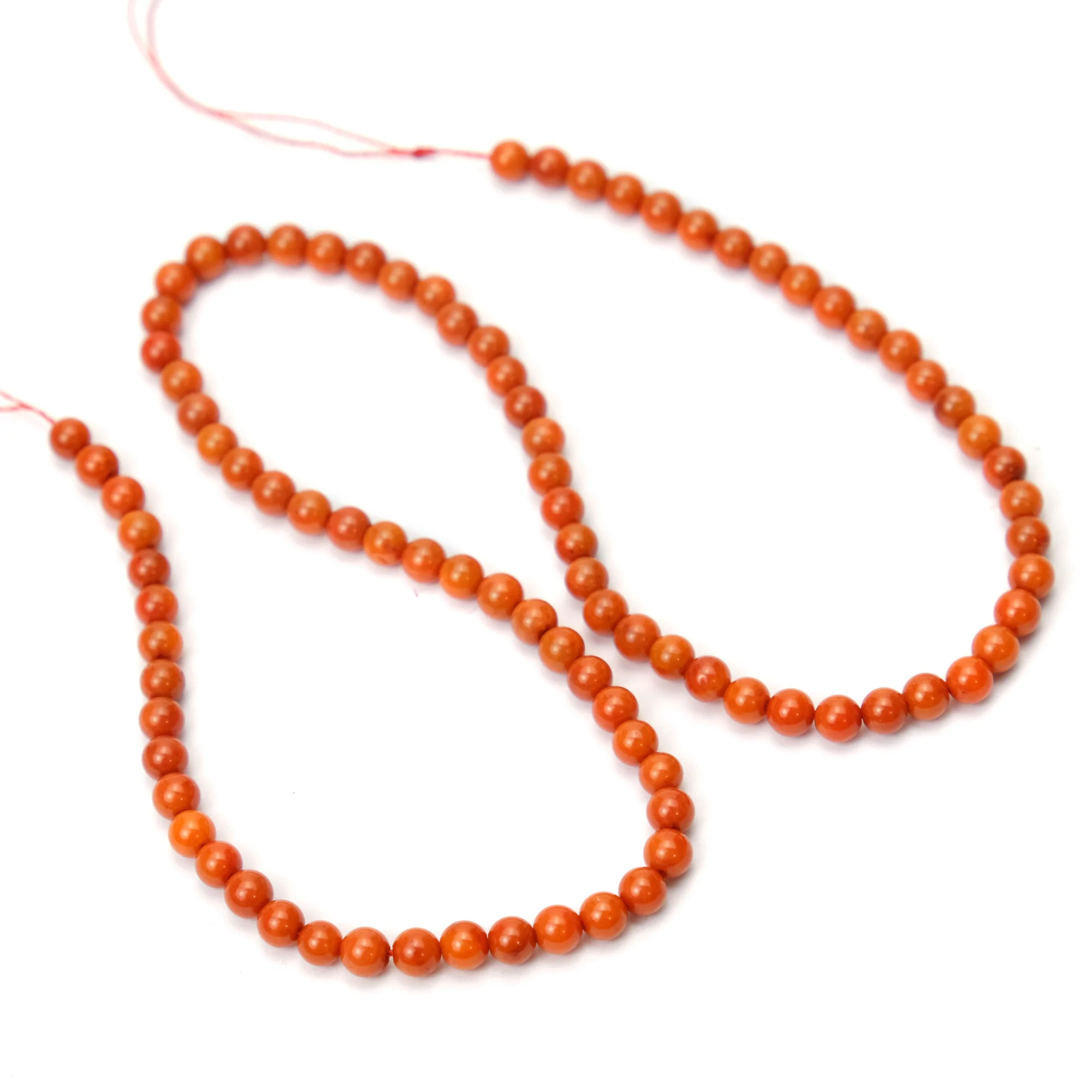 Antique Mediterranean Coral 4mm Smooth Rounds - Image 2