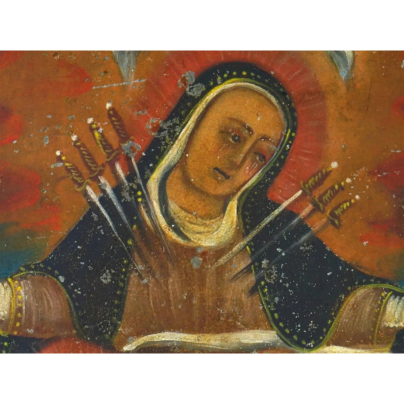 Pieta Our Lady Of Seven Sorrows Antique Bolivian Retablo - Image 3