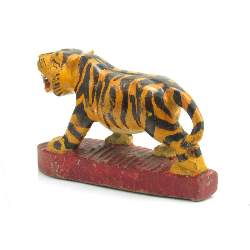 Antique Northern Thailand/ Burma Border Tiger Temple Guardian Figure -07 - Image 3