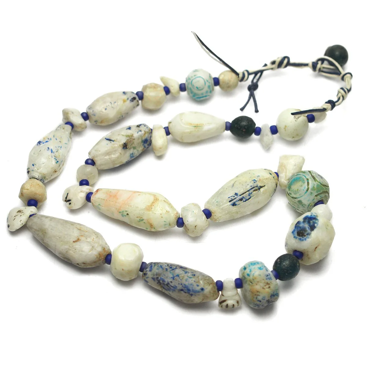 Antique Persian Quartz/Faience Bead Necklace - Image 5