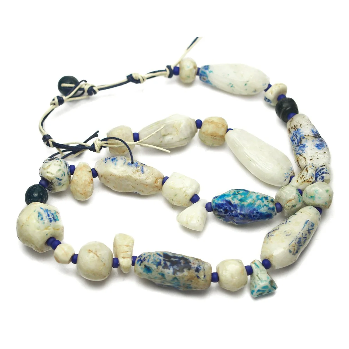 Antique Persian Quartz/Faience Bead Necklace - Image 7
