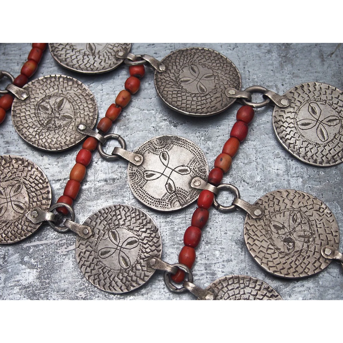 Antique Tribal Silver and Coral Massive Centerpiece - Image 3