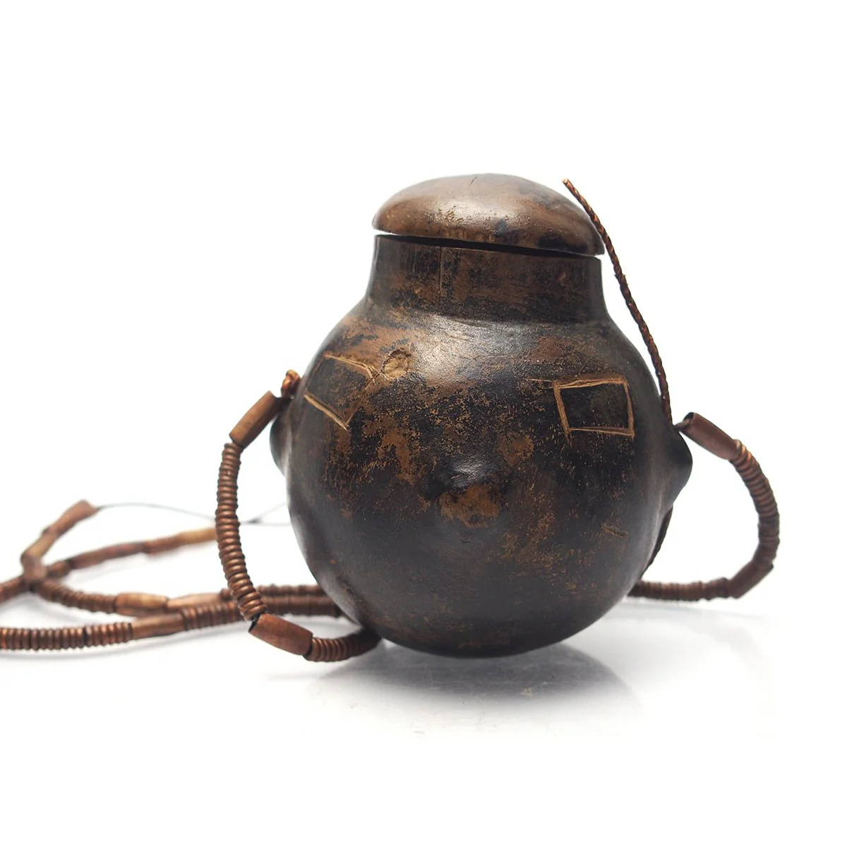 Antique Tiv Wooden Tobacco Box Necklace - Image 3