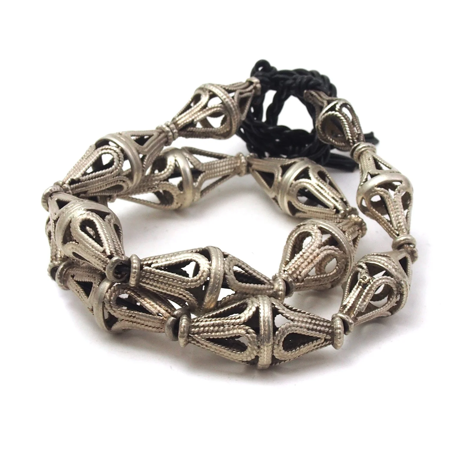 Antique Turkman Silver Beaded Necklace - Image 2
