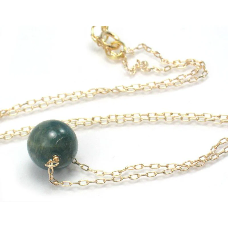 Apatite Bead Necklace on Gold Filled Chain and Gold Filled Spring Ring Clasp - Image 2