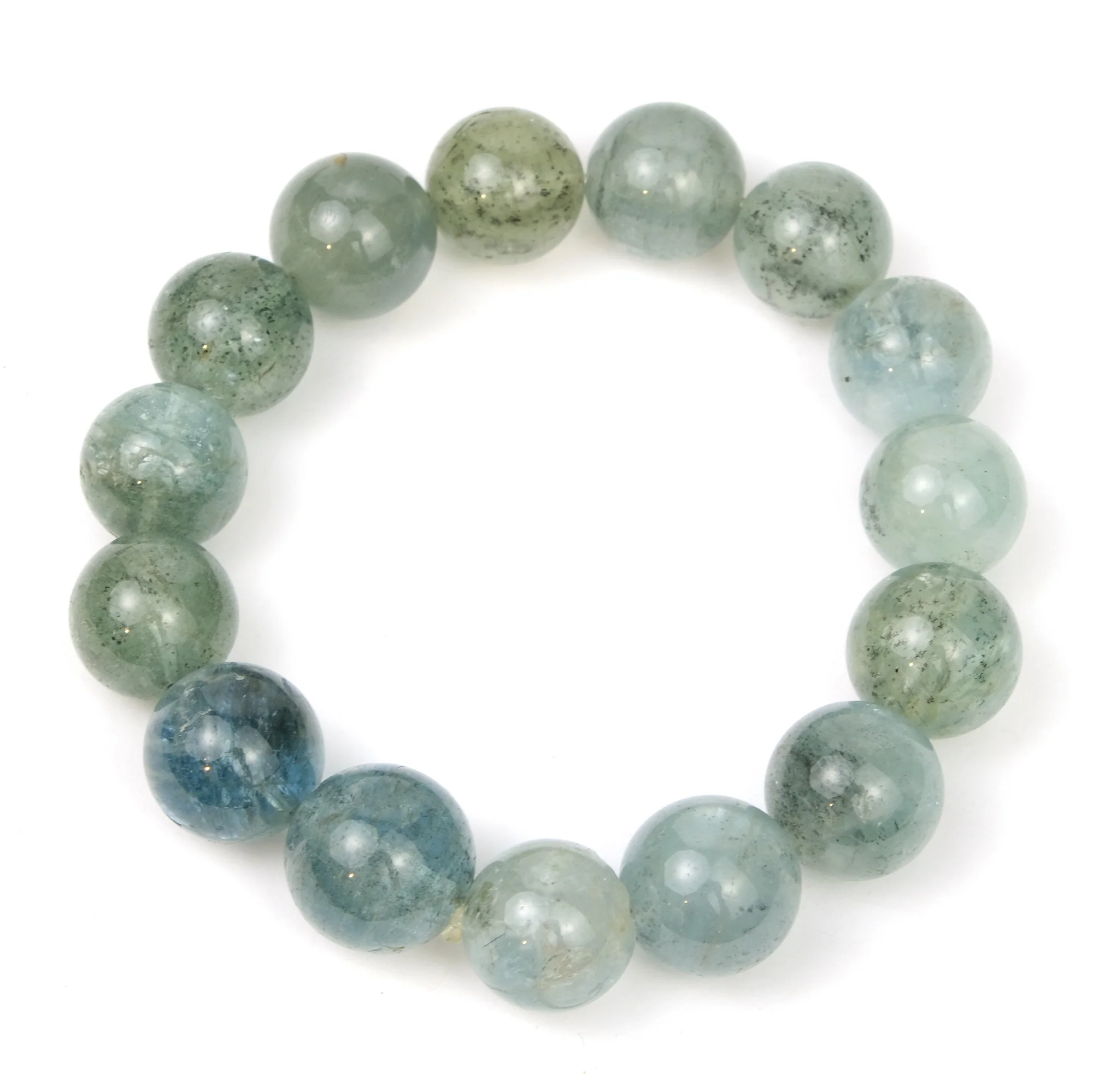 Aquamarine 14mm Stretch Bracelet on Elastic Cord - Image 3