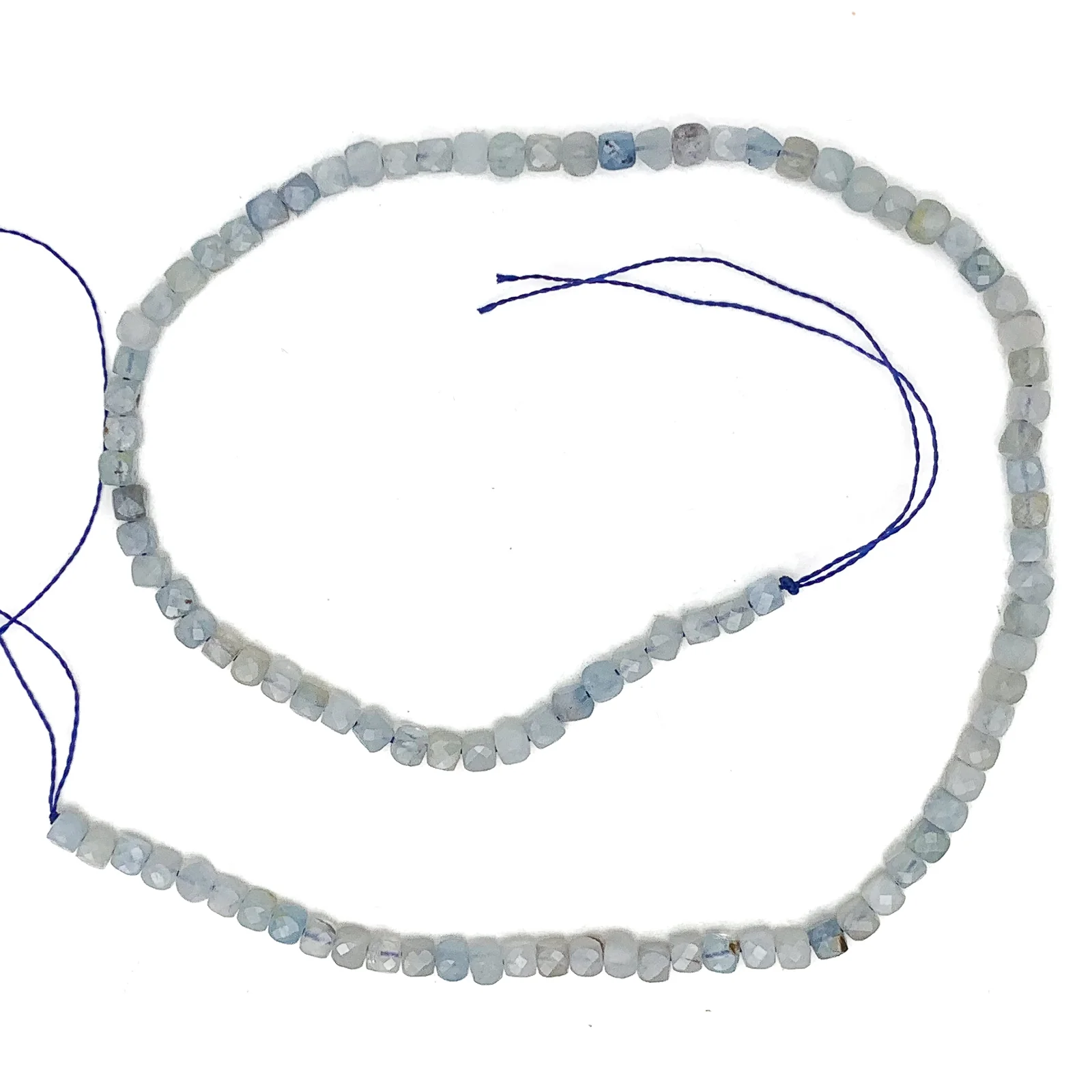 Aquamarine 4mm Faceted Cubes Bead Strand - Image 2