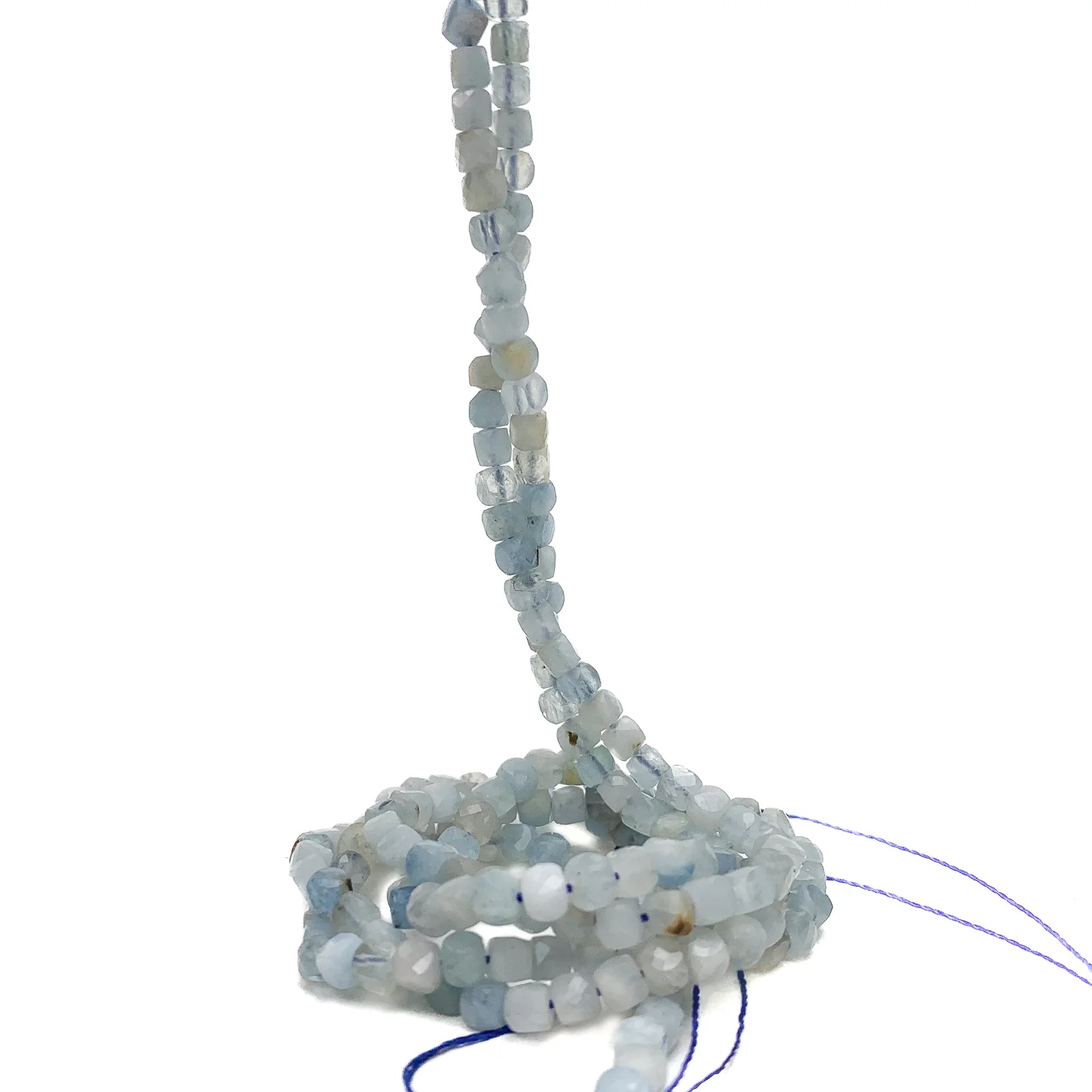 Aquamarine 4mm Faceted Cubes Bead Strand - Image 3