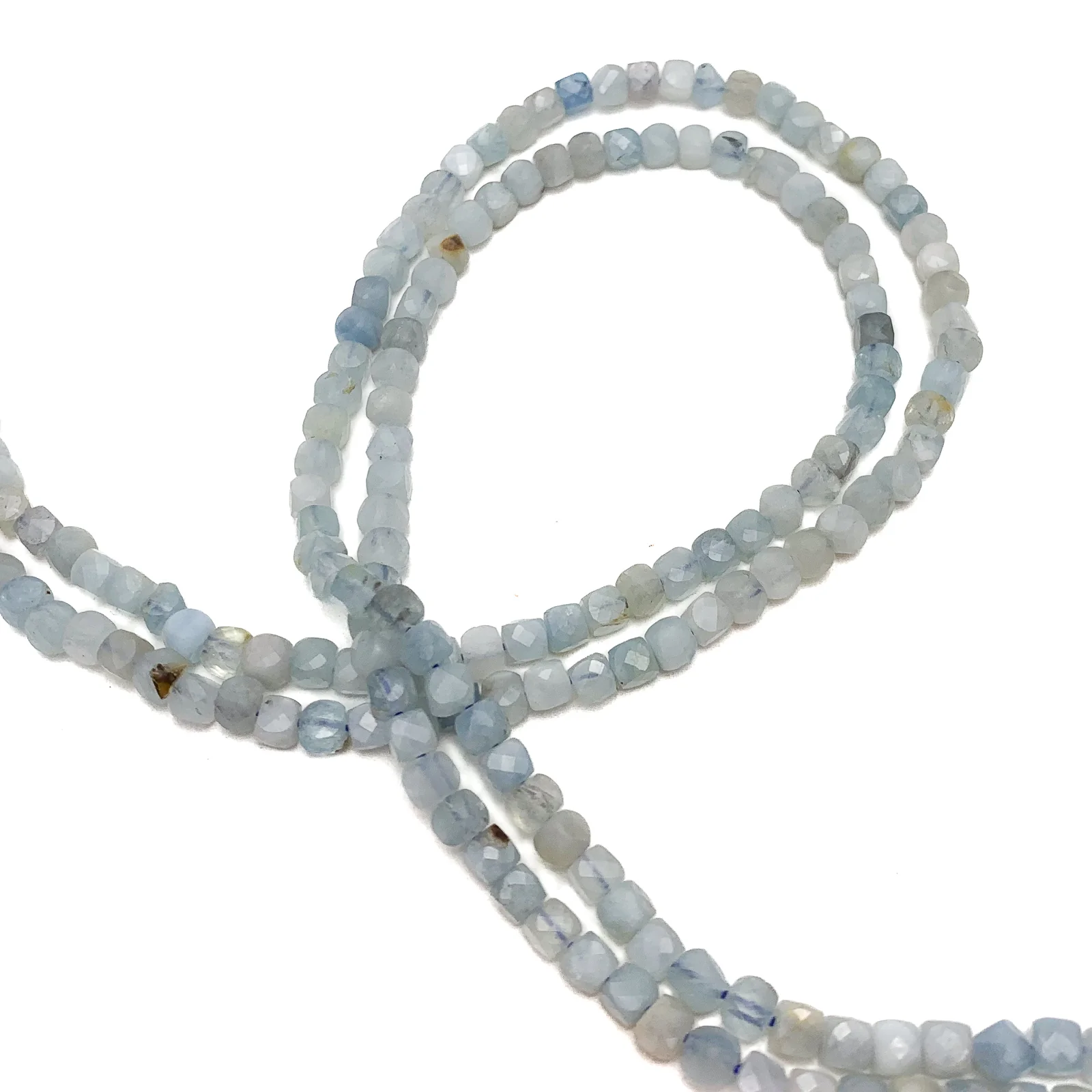 Aquamarine 4mm Faceted Cubes Bead Strand - Image 4