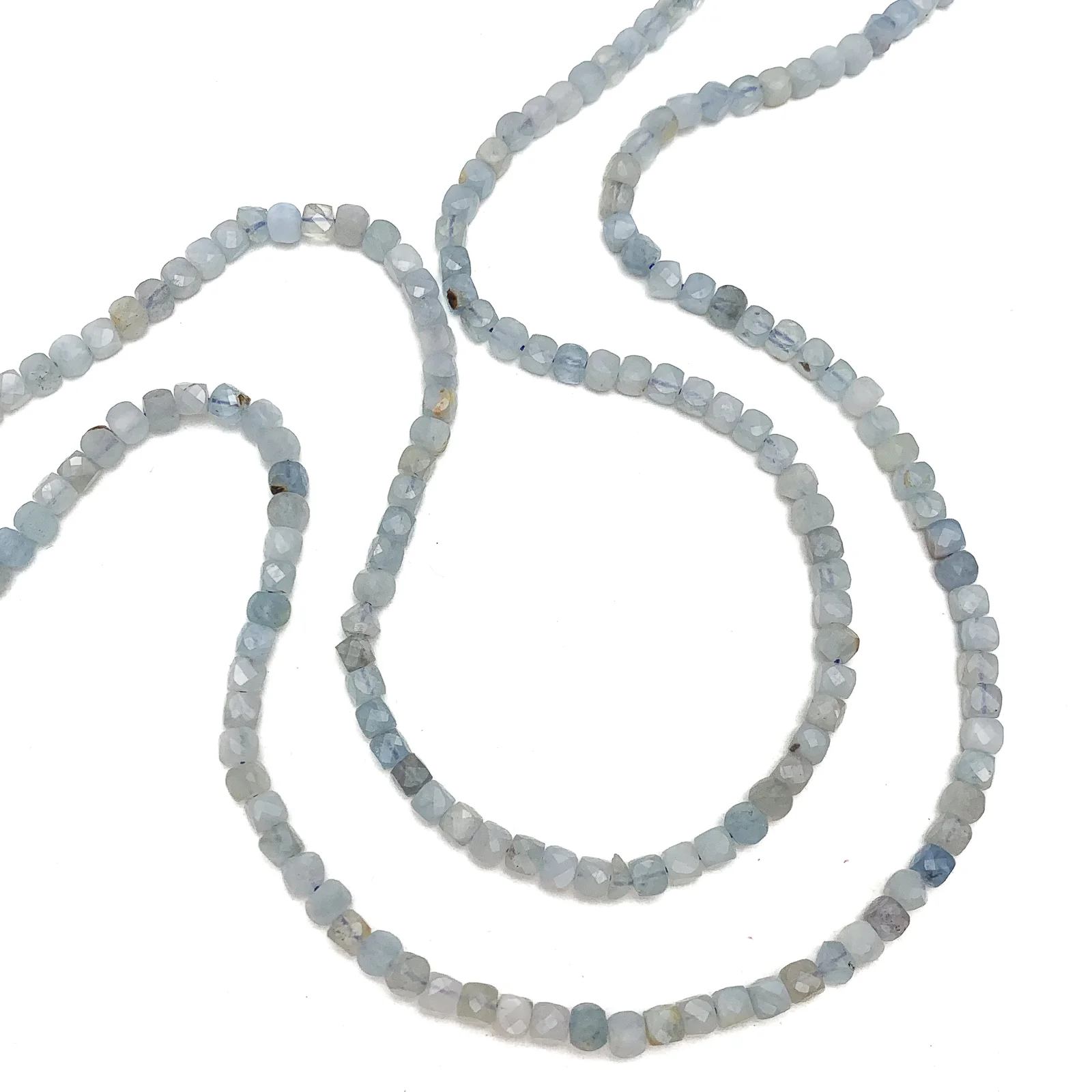 Aquamarine 4mm Faceted Cubes Bead Strand - Image 5
