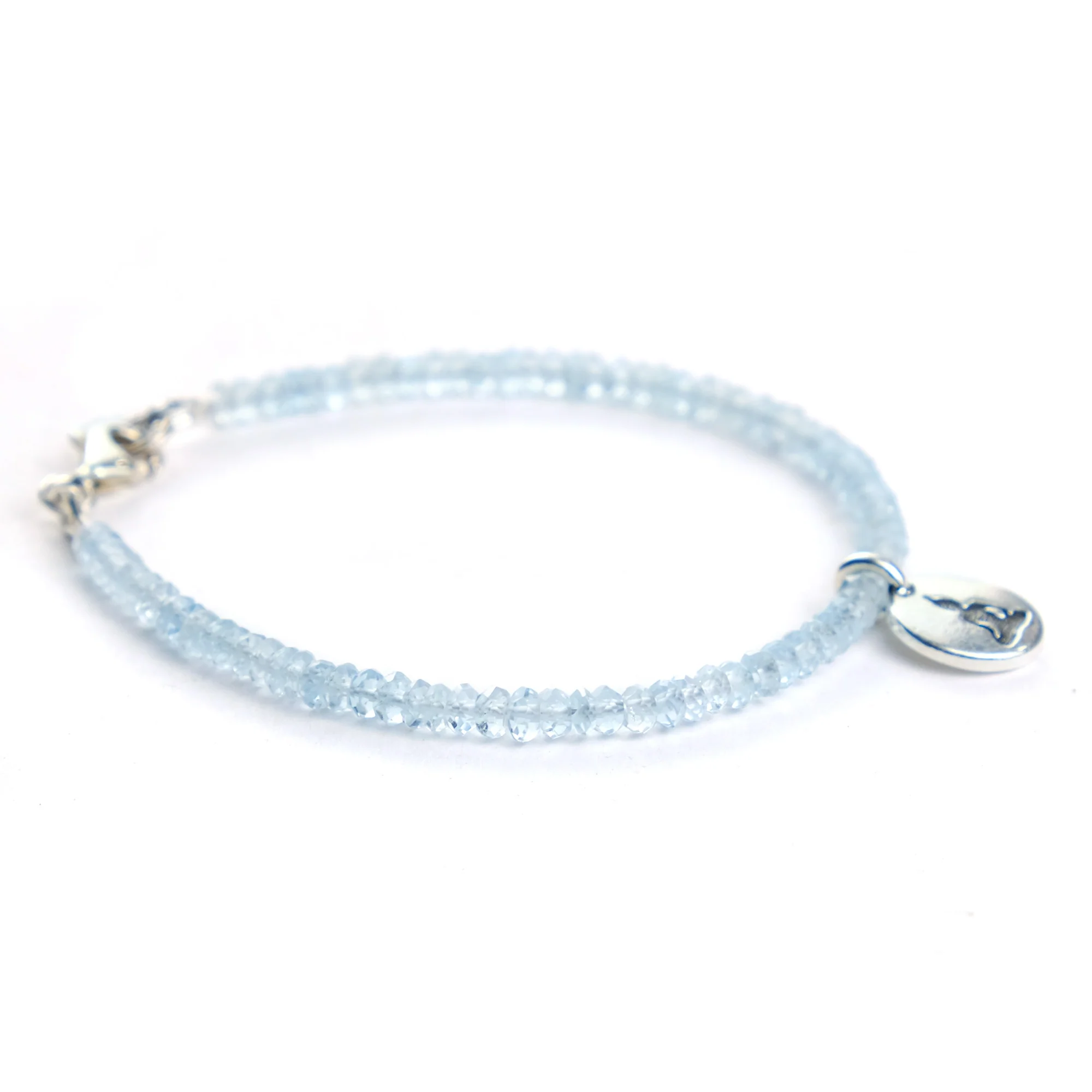 Aquamarine and Buddha Charm Bracelet with Sterling Silver Trigger Clasp - Image 2