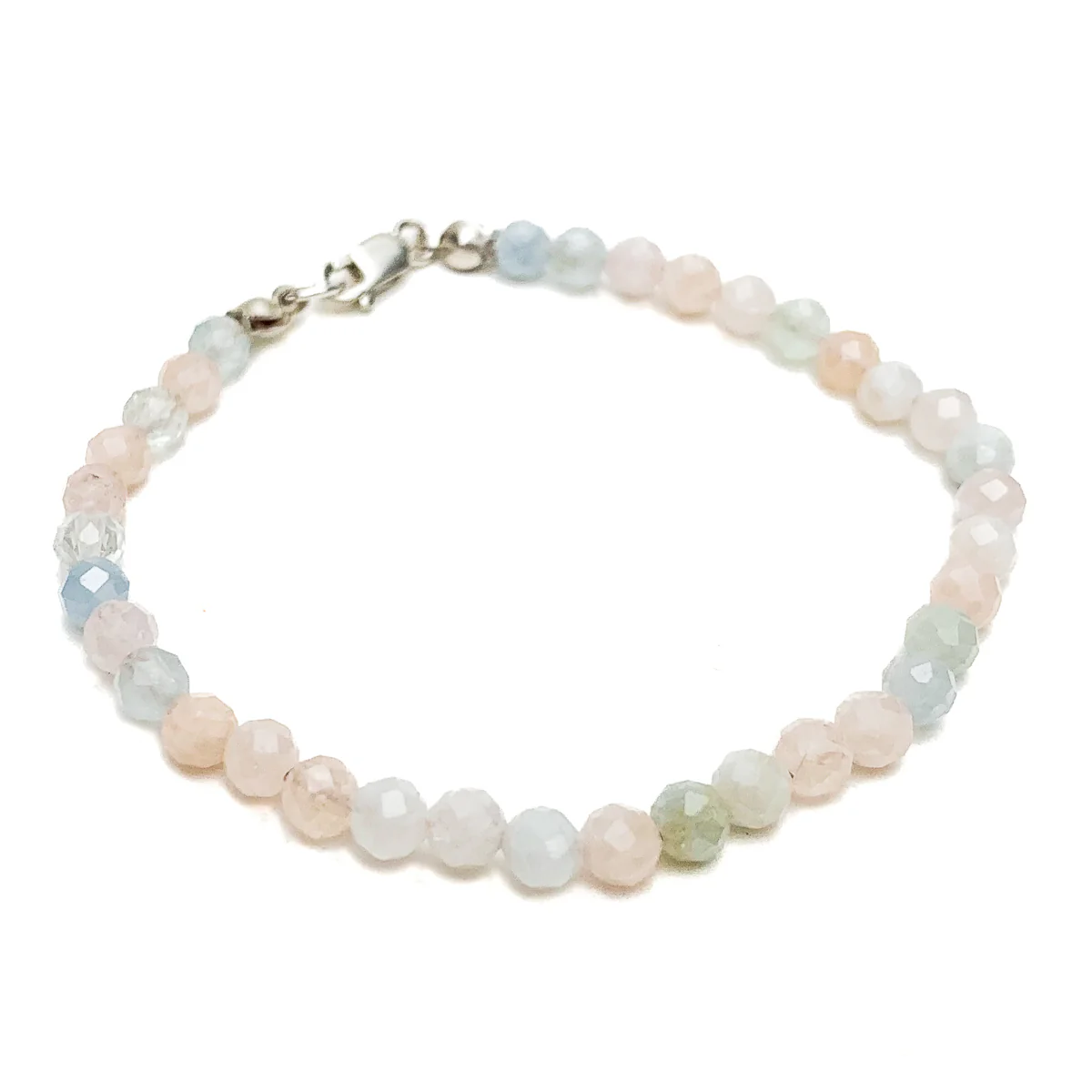 Aquamarine / Beryl Faceted 4mm Bracelet With Sterling Silver Lobster Clasp - Image 2