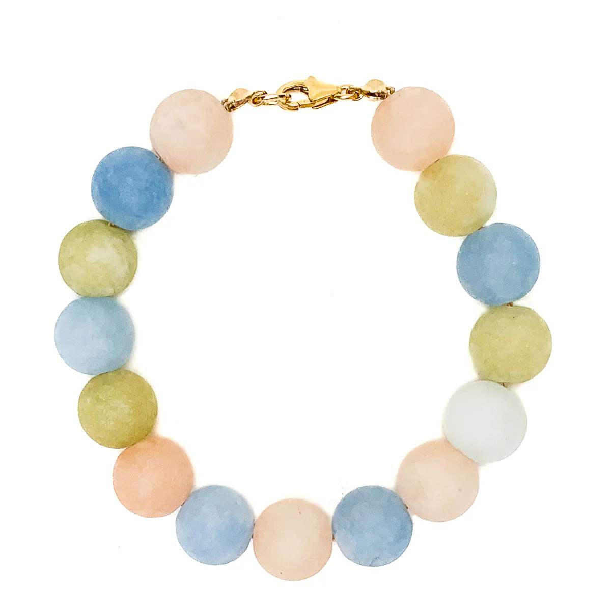 Aquamarine / Beryl Matte 10mm Bracelet With Gold-Filled Trigger Clasp - Image 2