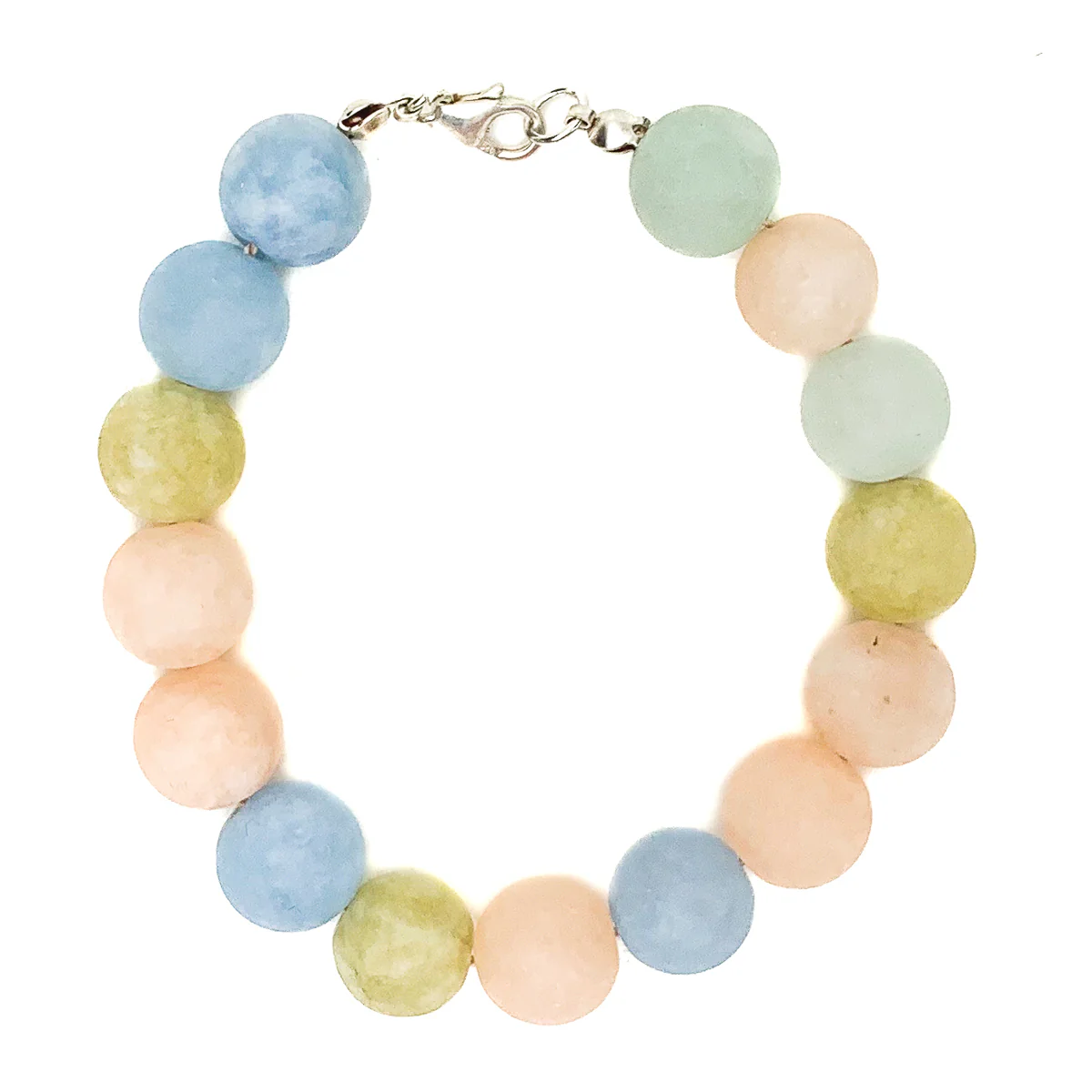 Aquamarine / Beryl Matte 10mm Bracelet With Sterling Silver Trigger Clasp - Image 2