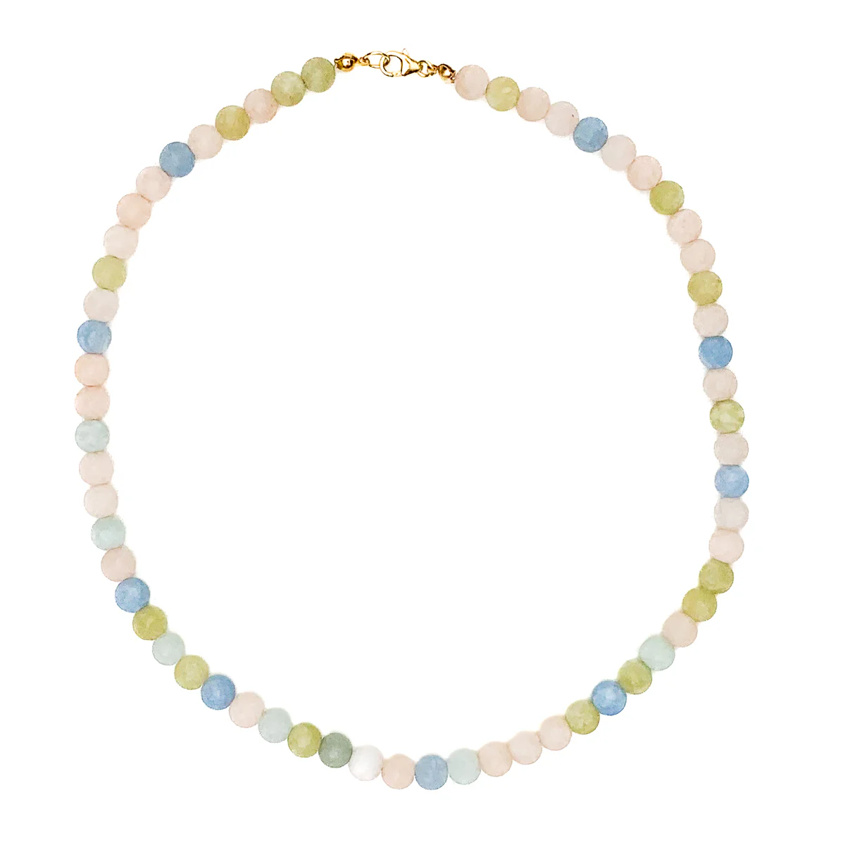 Aquamarine / Beryl Matte 6mm Necklace With Gold-Filled Trigger Clasp - Image 2