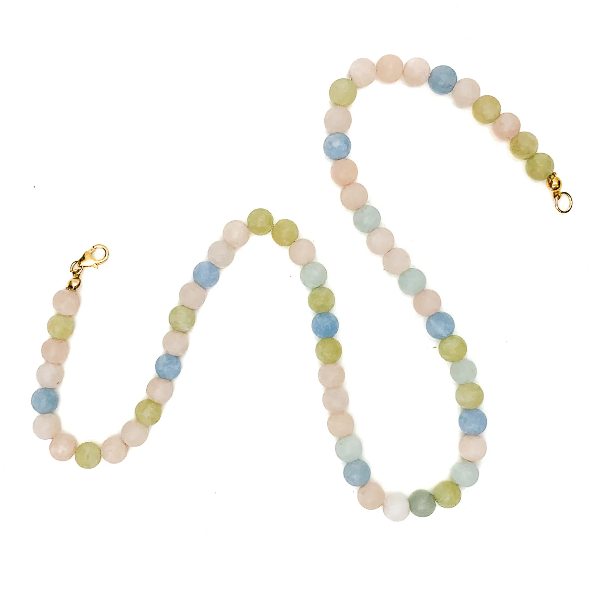 Aquamarine / Beryl Matte 6mm Necklace With Gold-Filled Trigger Clasp - Image 3