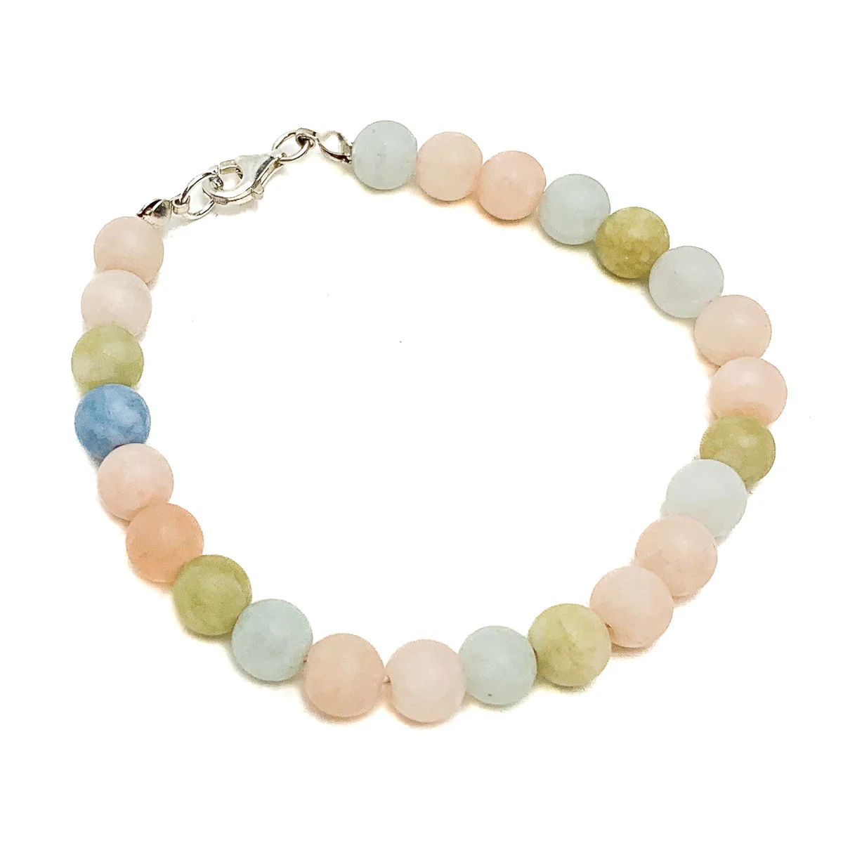 Aquamarine / Beryl Matte 6mm Bracelet With Sterling Silver Trigger Clasp - Image 2