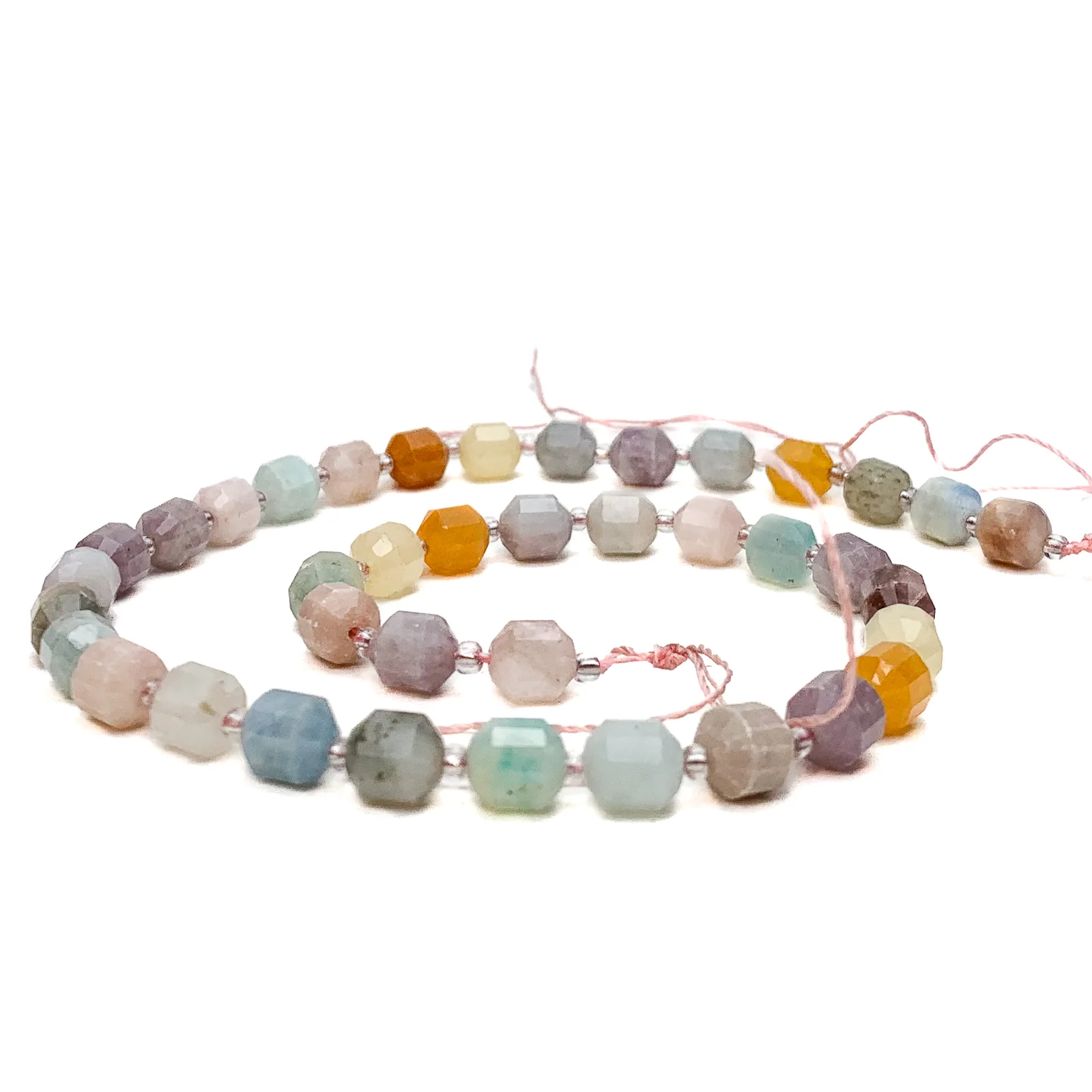 Aquamarine / Beryl Mix 7mm Faceted Drums Bead Strand - Image 3