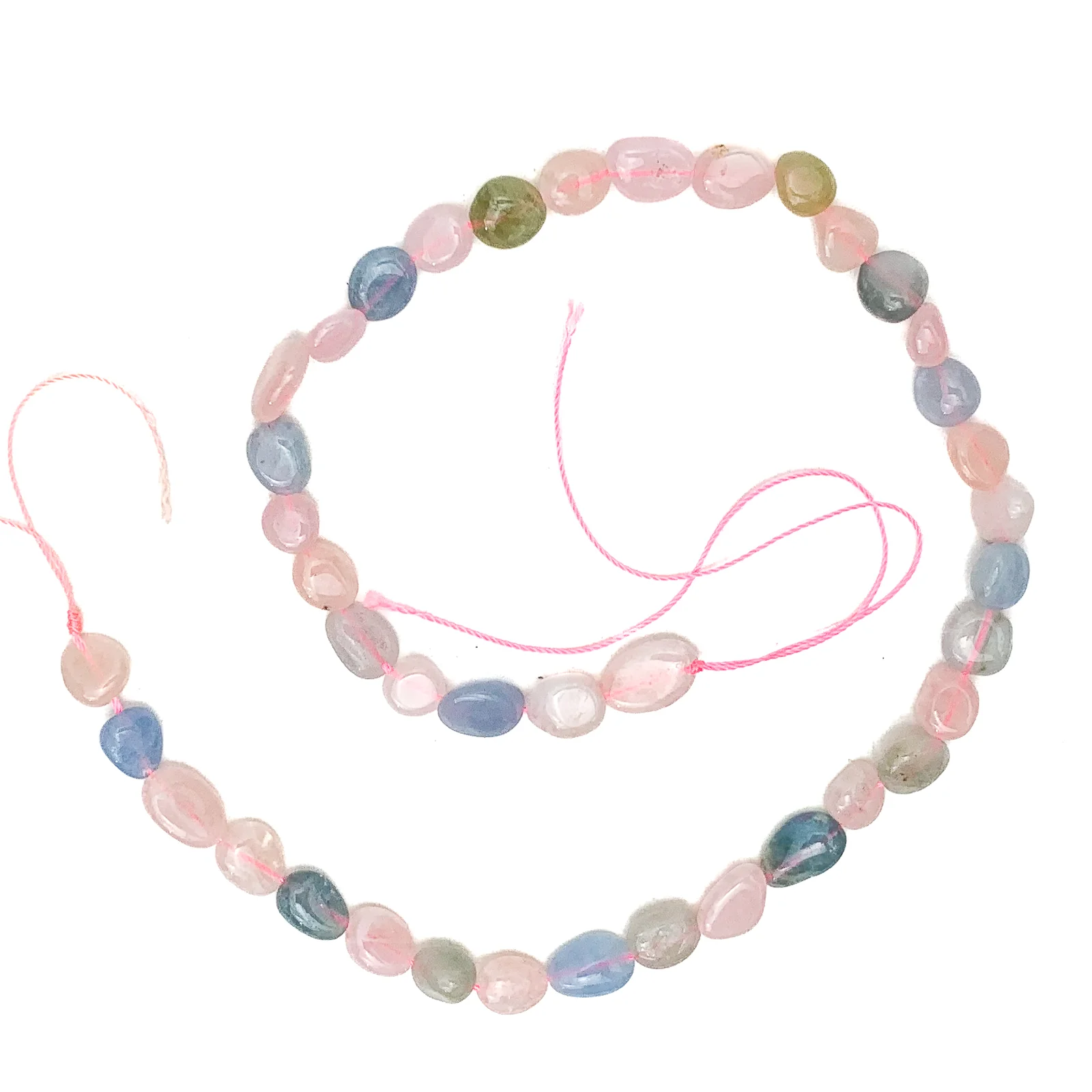 Aquamarine / Beryl Mix Small Smooth Pebbles Bead Strand - Image 2