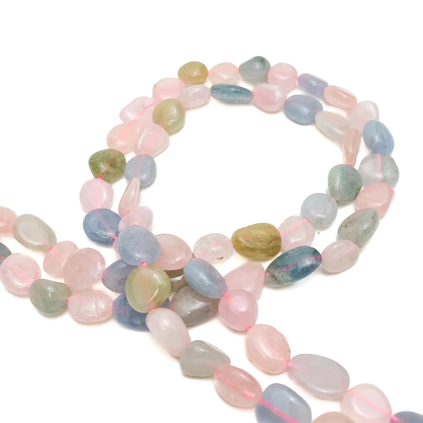 Aquamarine / Beryl Mix Small Smooth Pebbles Bead Strand - Image 3