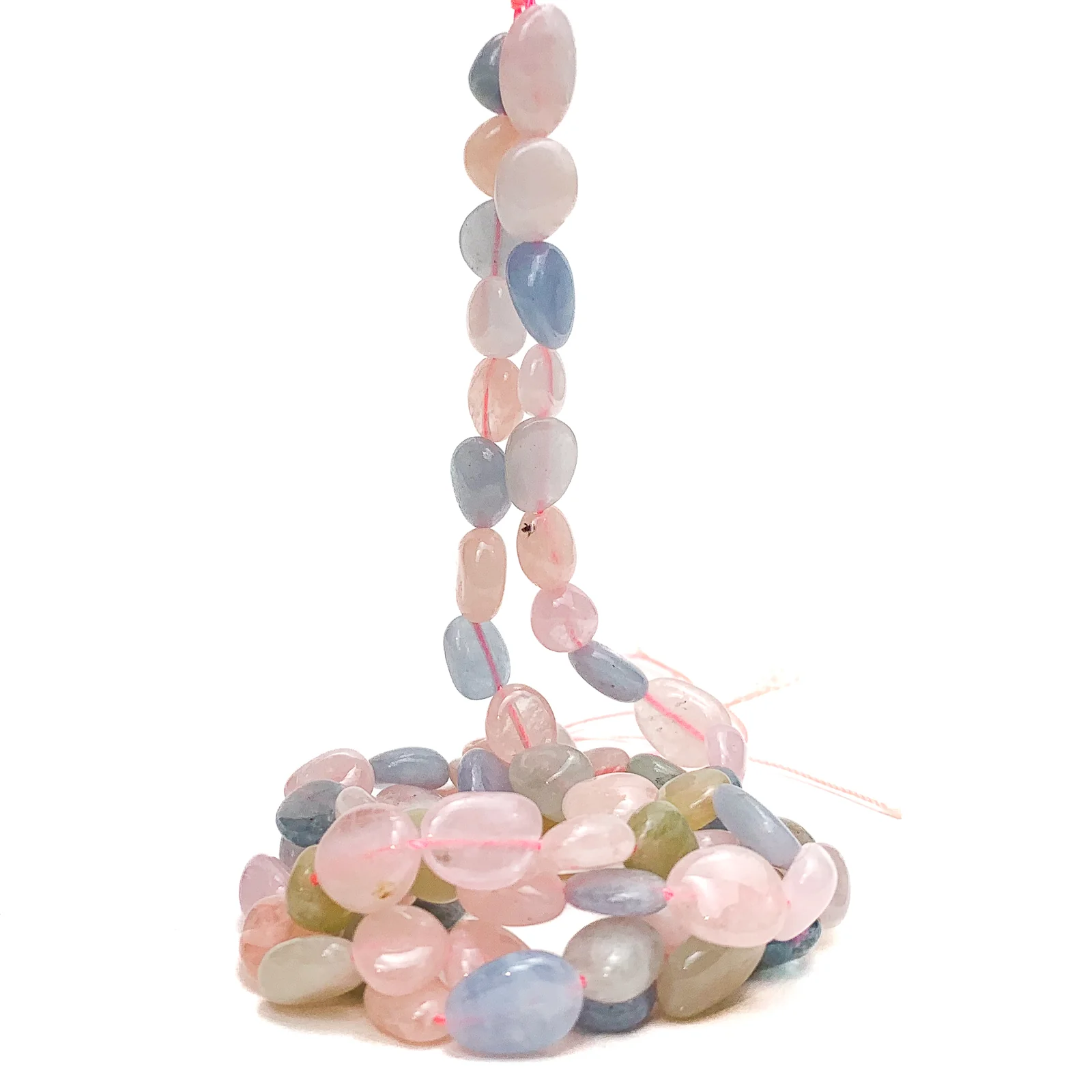 Aquamarine / Beryl Mix Small Smooth Pebbles Bead Strand - Image 4