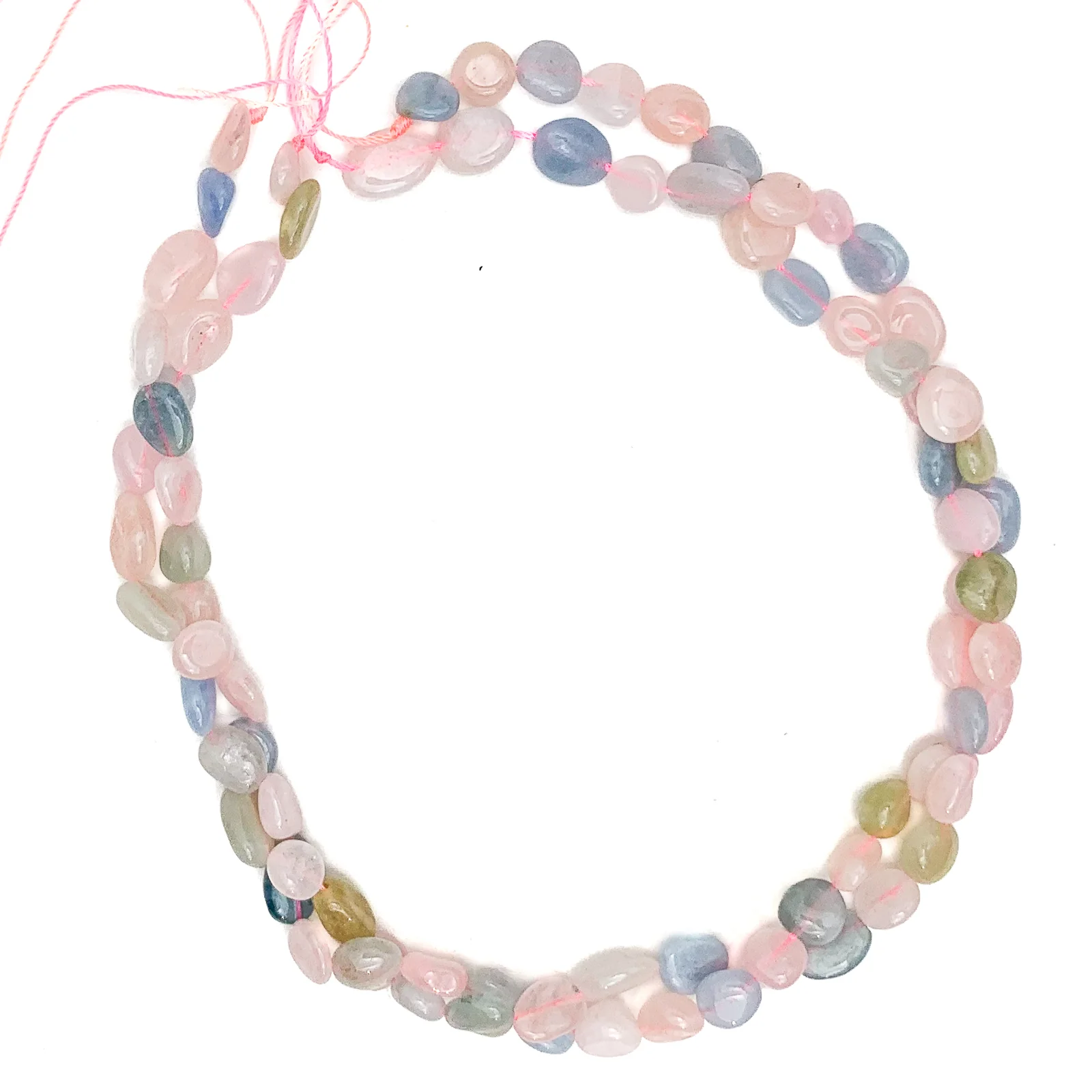 Aquamarine / Beryl Mix Small Smooth Pebbles Bead Strand - Image 5